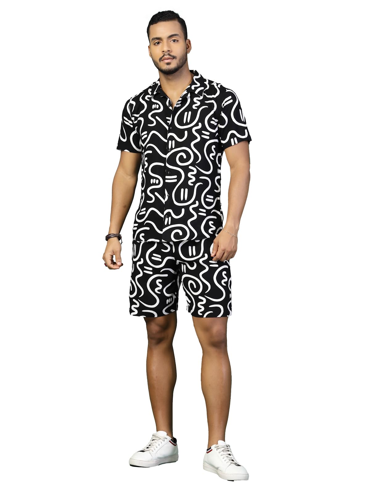 Rigo Printed Co-Ord Set For MenS | Casual Shirt & Shorts Night Suit Set | Lounge-Wear Nightdress Shorts Set For MenS | Night W