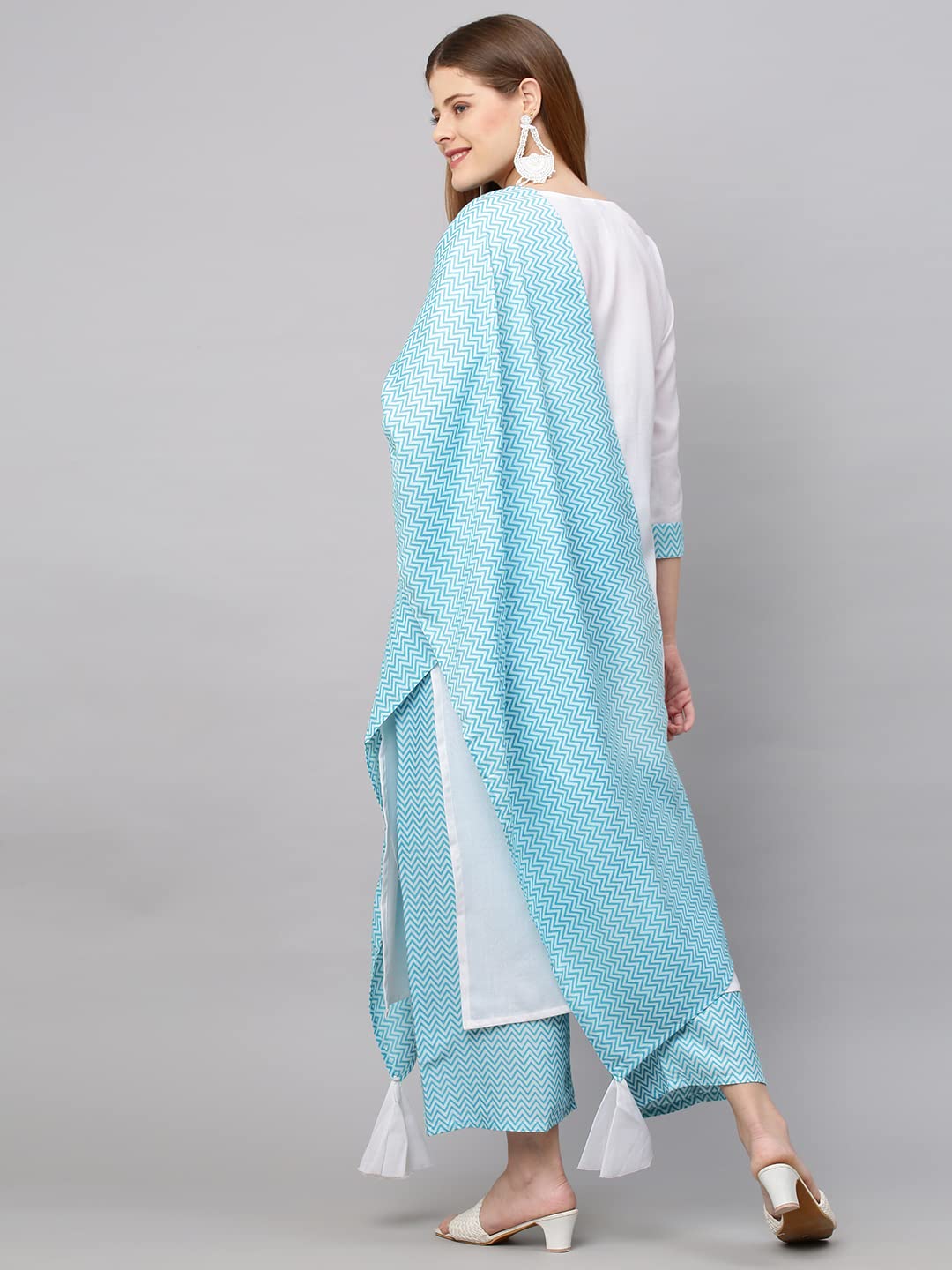 ANNI DESIGNER Women's Cotton Blend Kurta Palazzo With Dupatta Set