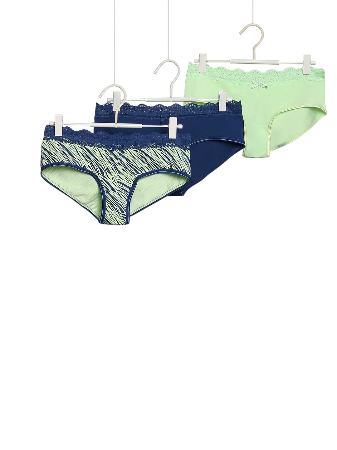 Vero Moda WomenS Cotton Blend Modern Solid Briefs (Pack Of 3) (119216001-Paradise Green_Paradise