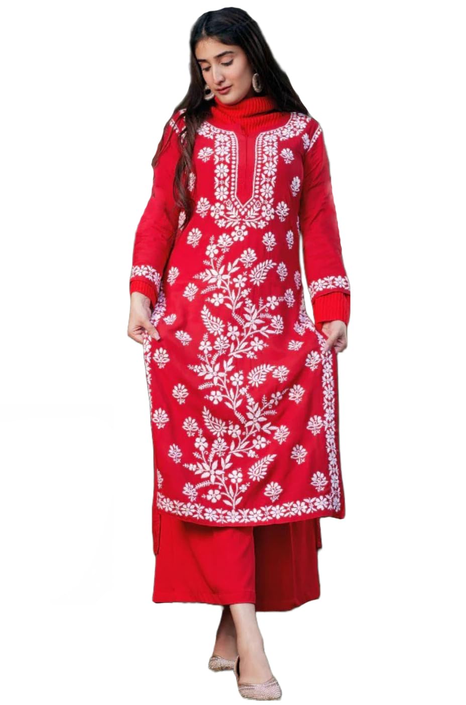 GoSriKi Womens Cotton Blend Floral Straight Kurta Set