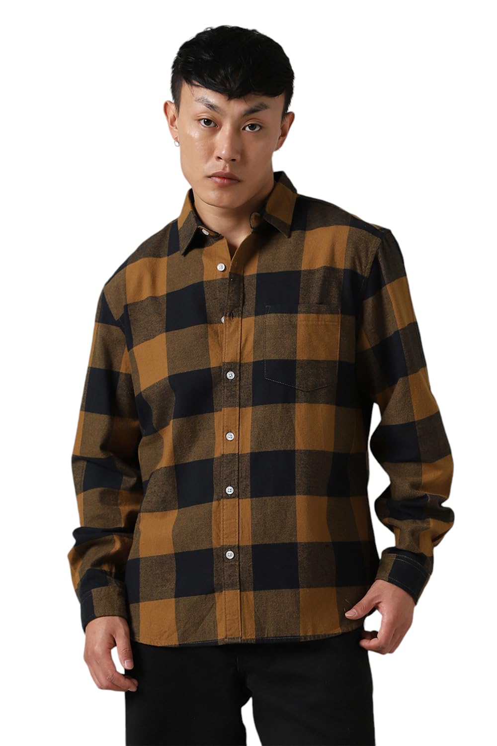 Hubberholme Men Cotton Checkered Oversized Fit Collar Full Sleeves Shirts Multicolour