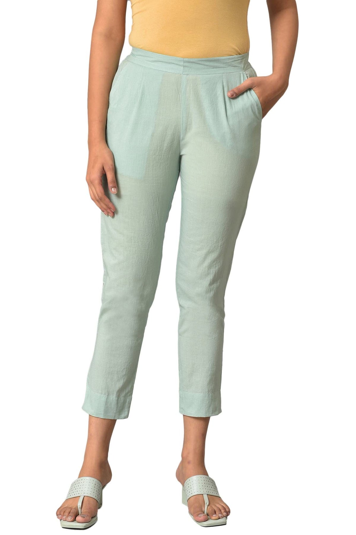Aurelia Pure Cotton Strechable Trouser For Women | Ankle Length Trouser For Women | Pure Cotton Trouser For Women | Pants For Wo