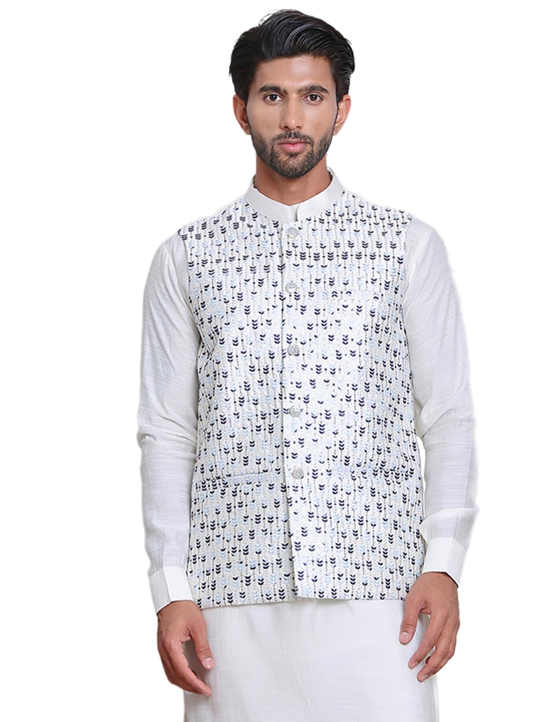 Jompers Mens Embroidered Nehru Jacket