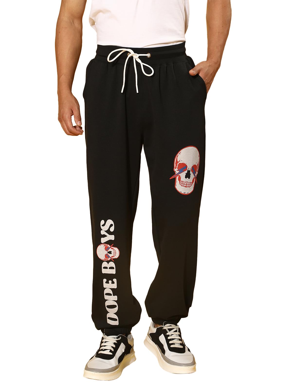 Veirdo Mens Cotton Regular Fit Printed Trackpants
