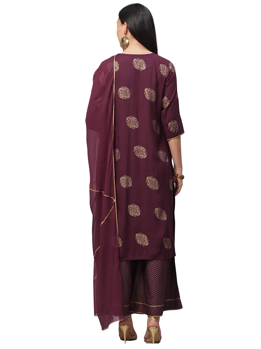 GoSriKiWomen's Rayon Straight Kurta with Palazzos & Dupatta (Ayesha)