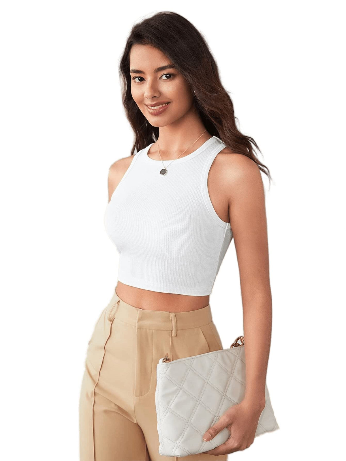 TAGAS Skinny Fit wome Western Tank Tops for Womens and Girls| (C5P-51_White