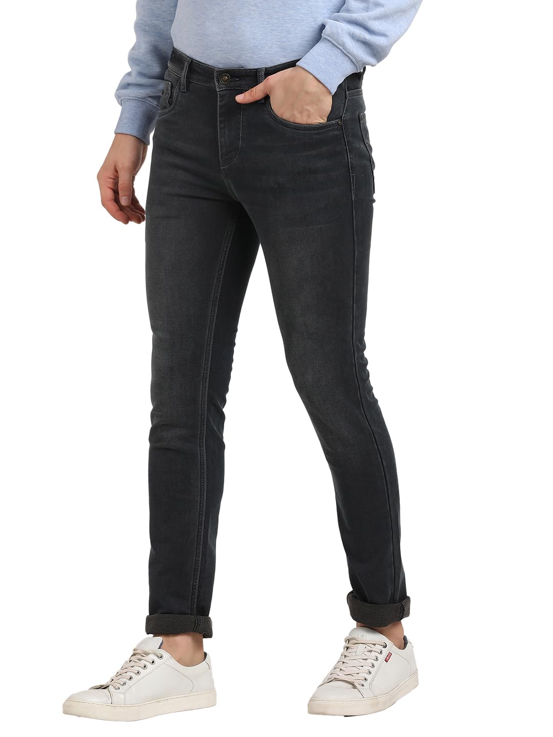 Turtle Men Cotton Stretch Narrow Fit Dark Grey Jeans