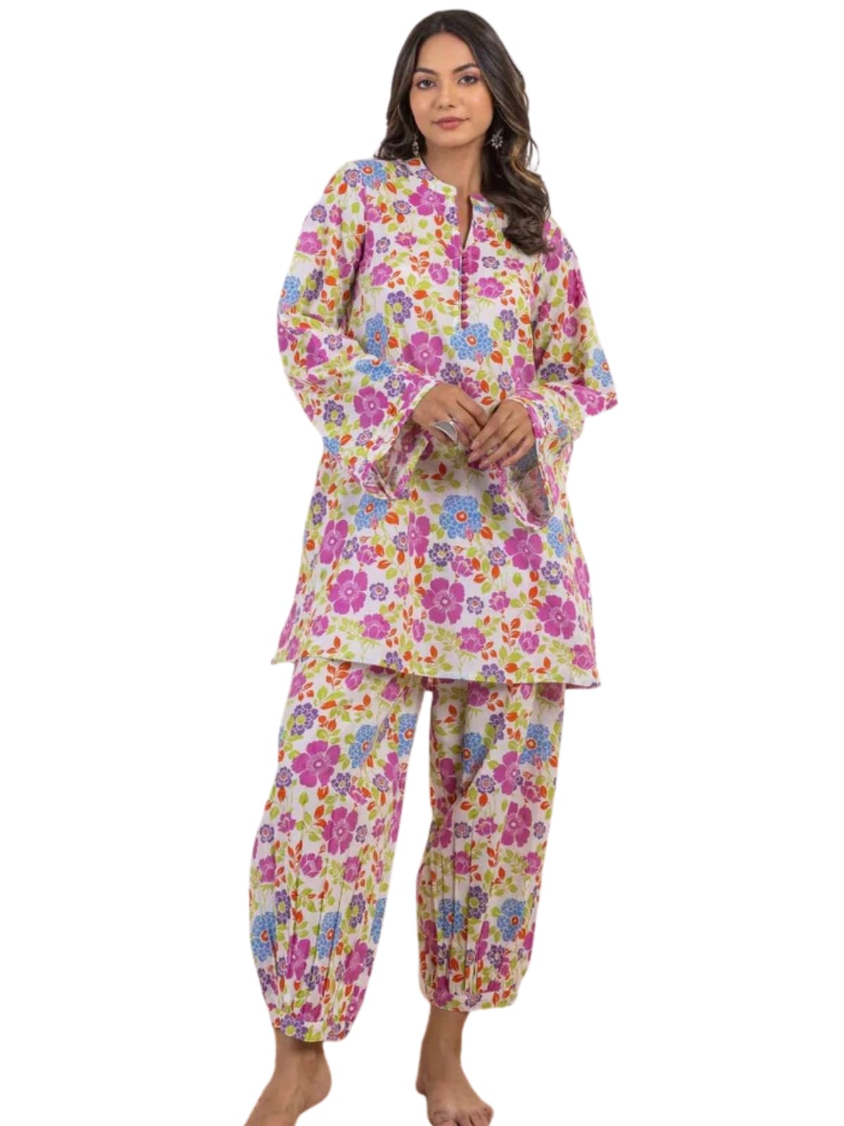 Leriya Fashion WomenS Rayon Floral Printed Kurta With Pant Co Ord Set For Women Picnic Vacation For Ladies Full Set Ethnic Indi