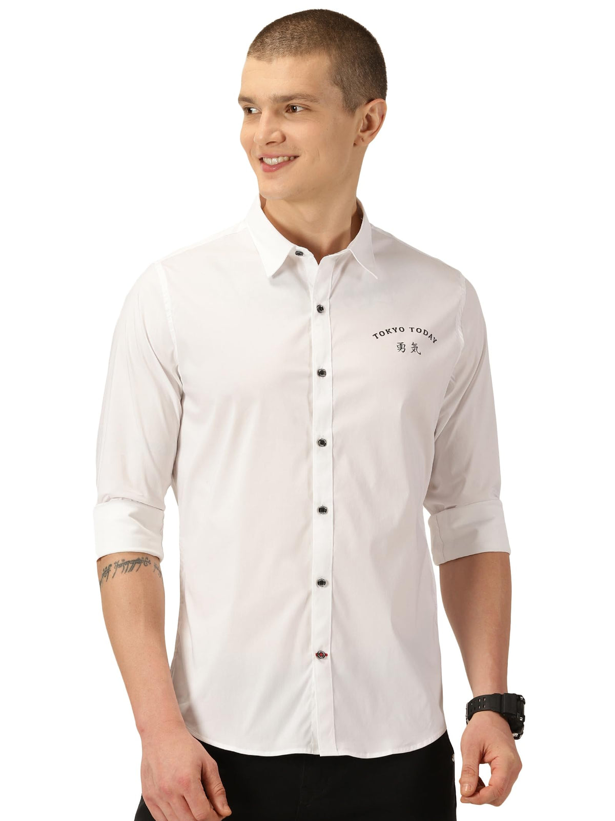 Thomas Scott Tokyo Today Classic Slim Fit Spread Collar Casual Shirt White