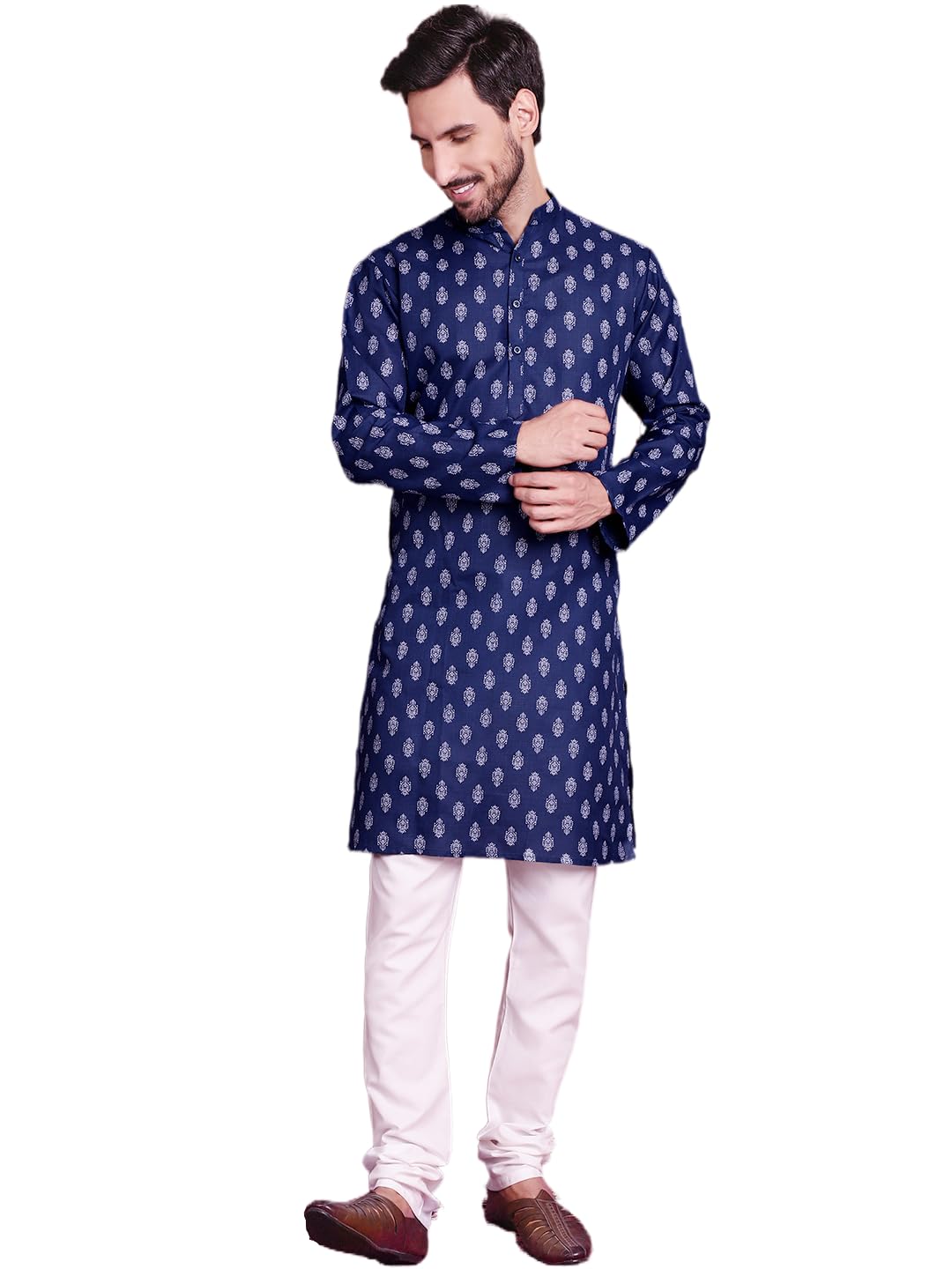 Jompers Mens Floral Printed Kurta Pyjama Set