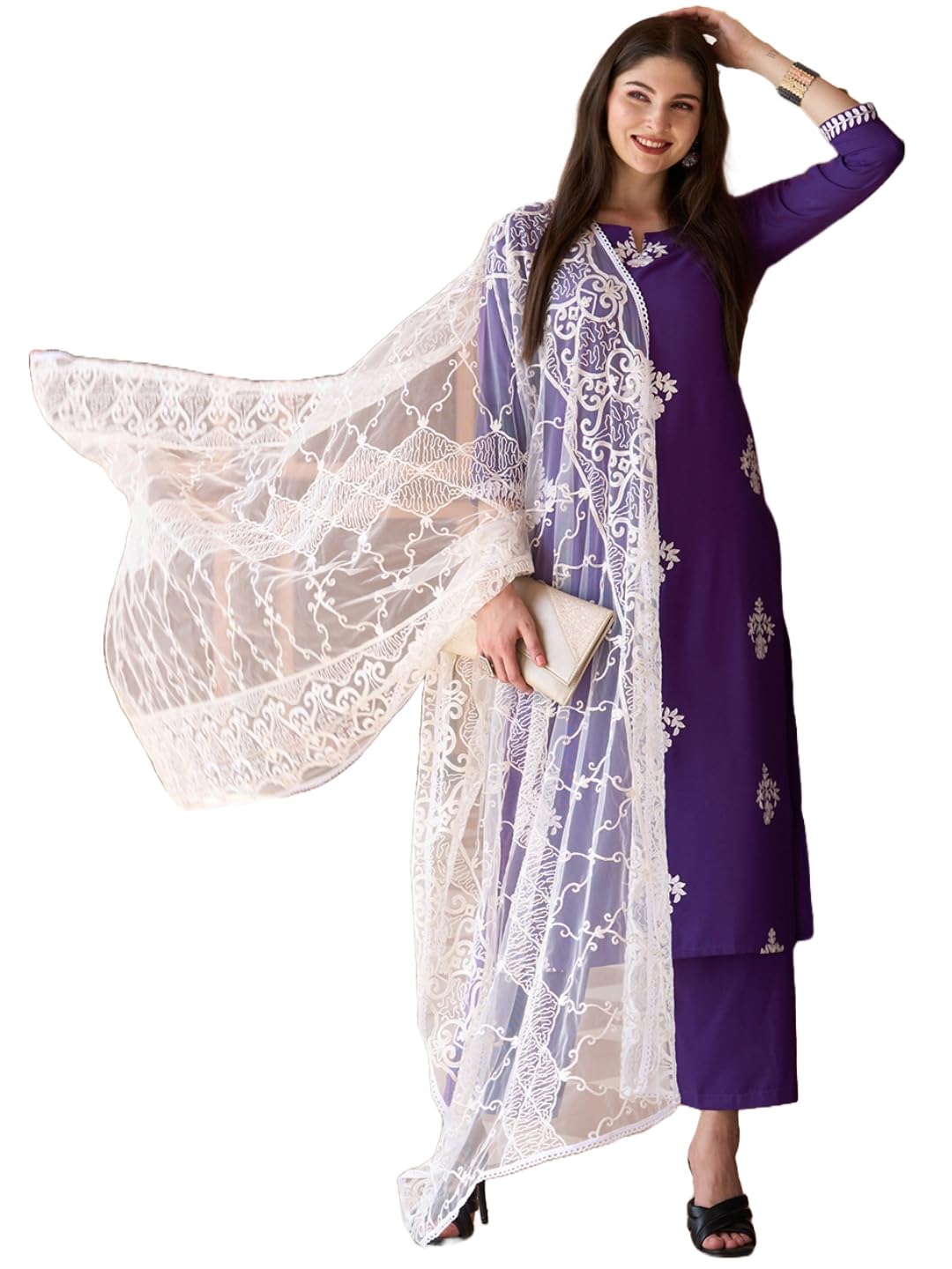 ANNI DESIGNER Womens Cotton Blend Casual Style Kurta With Pant
