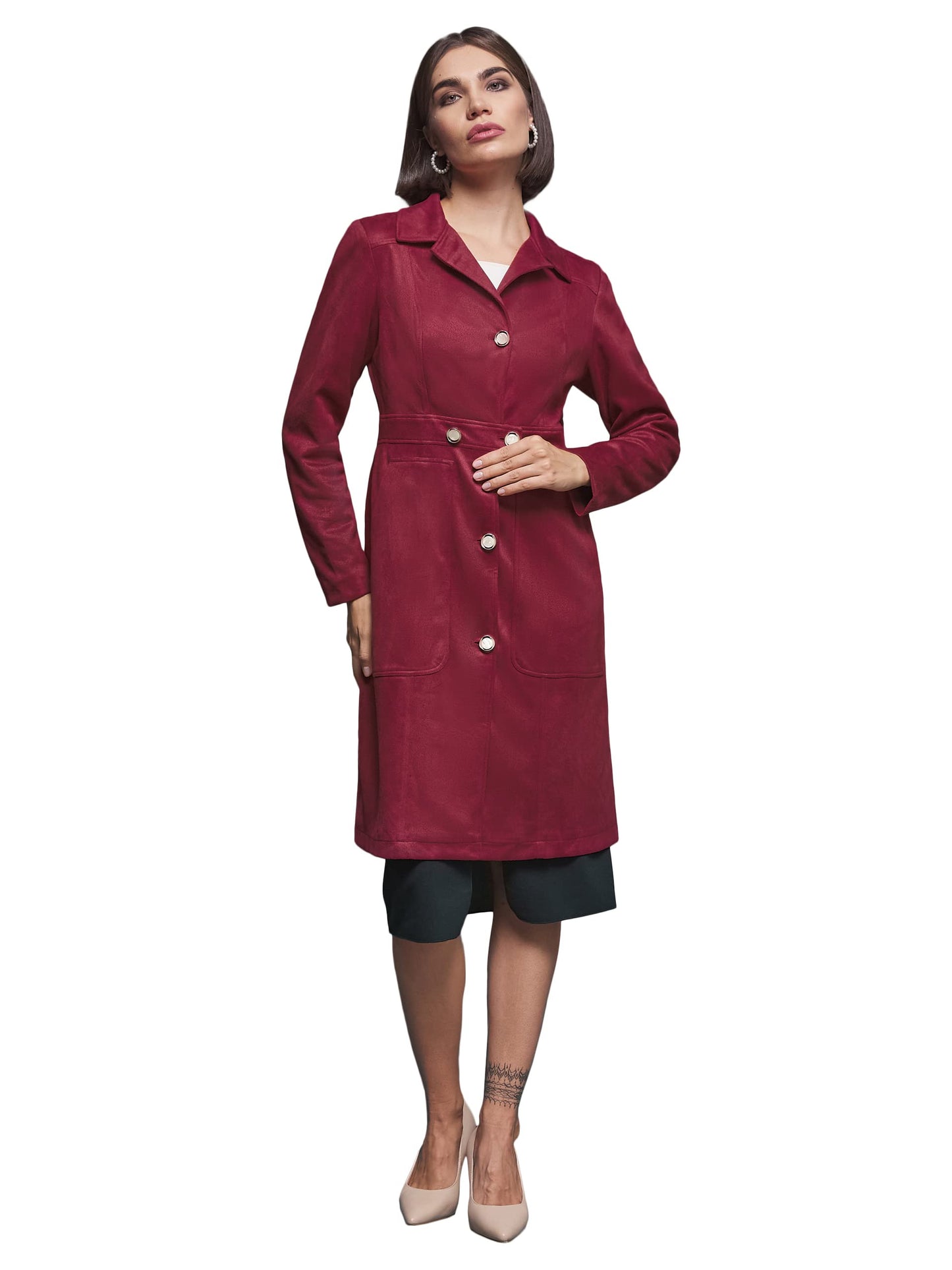Miss Chase Dry Clean Only (Mcaw22Jkt03-49-287-06, Dark Red, Xl)