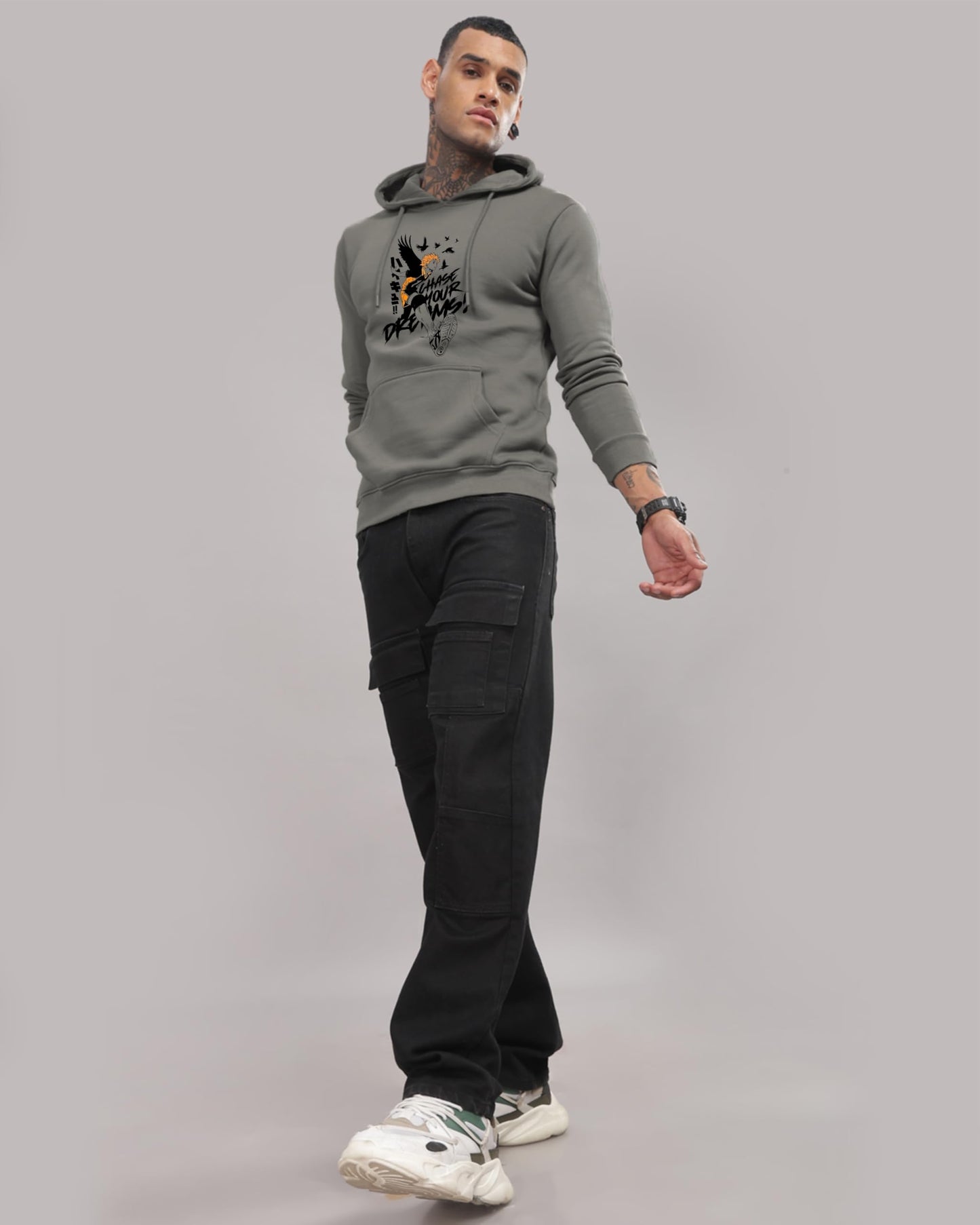 ADRO Anime Hoodies for Men, 320 GSM Soft Cotton Hoodie, Long Lasting Anime Printed Hoodie for Winter | Mens Hoodies | Sweatshirt