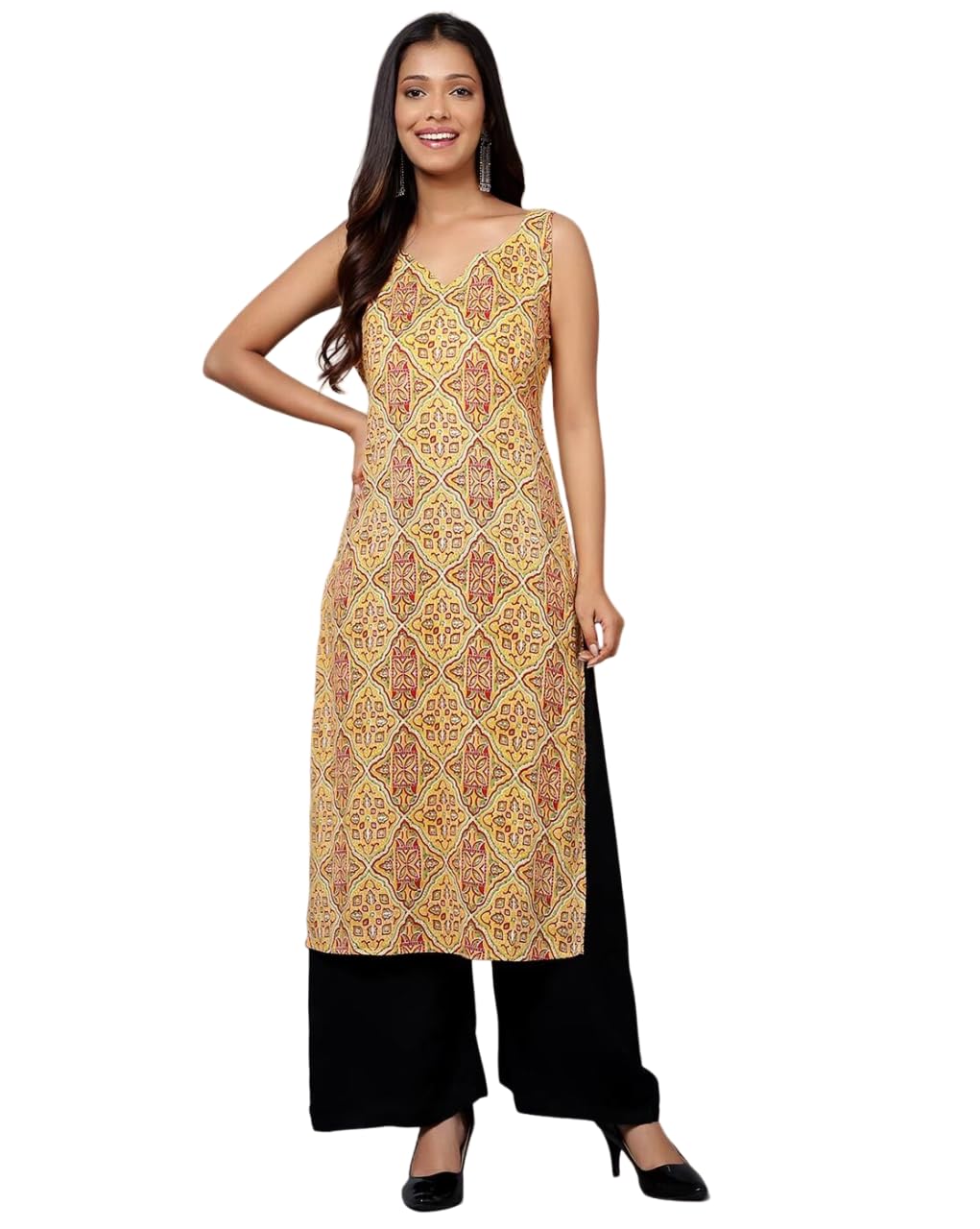 Patlani WomenS Crepe Full Stitched Kurti. Orange