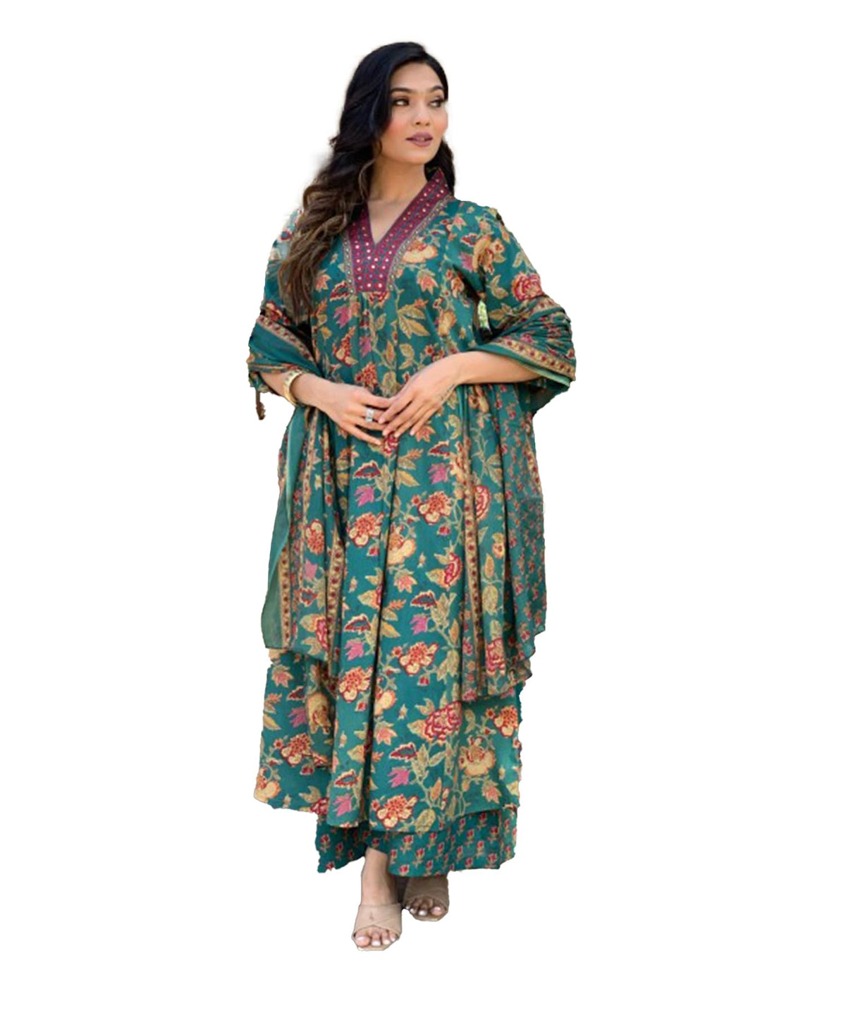 Lookmark WomenS Cotton Blend Floral Printed Kurta Plazzo Set With Dupatta Suitable For Every Indian Occasion (Az-Lm-Og-Ks2171 G