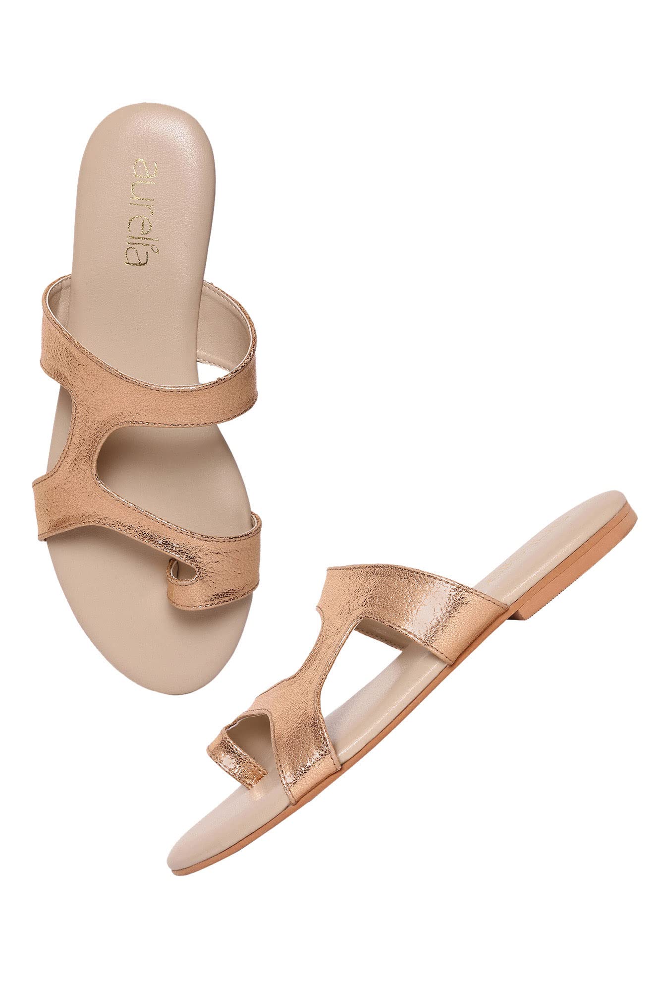 Aurelia Round Toe Textured Flat