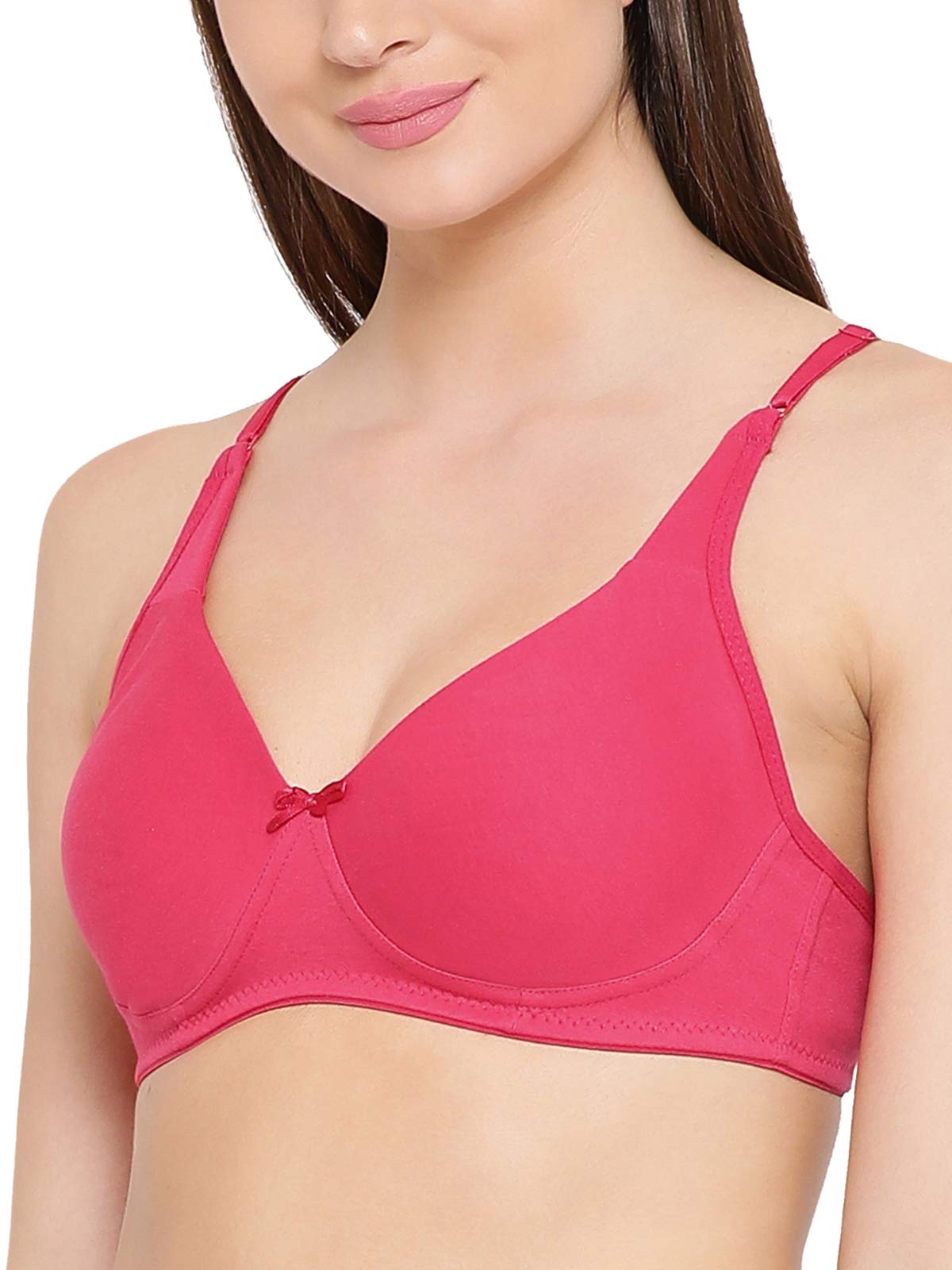 Clovia Womens Cotton Non Padded Wire Free Full Coverage Bra Pink