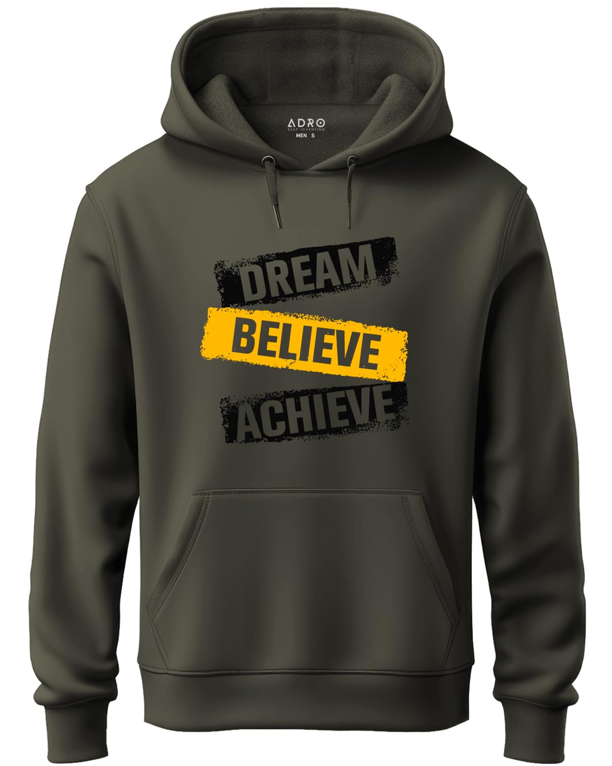 ADRO Mens Cotton Hooded Hoodie (H20-M-DBA-OL_Olive_XL)