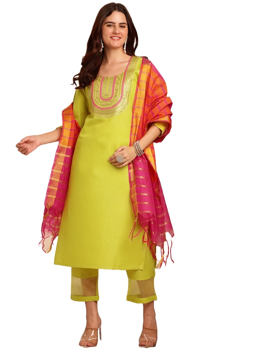 Kurta Set: Traditional Elegance With A Modern Twist: Experience The Best Of Both Worlds With Our Printed Ethnic Sets! Lemon