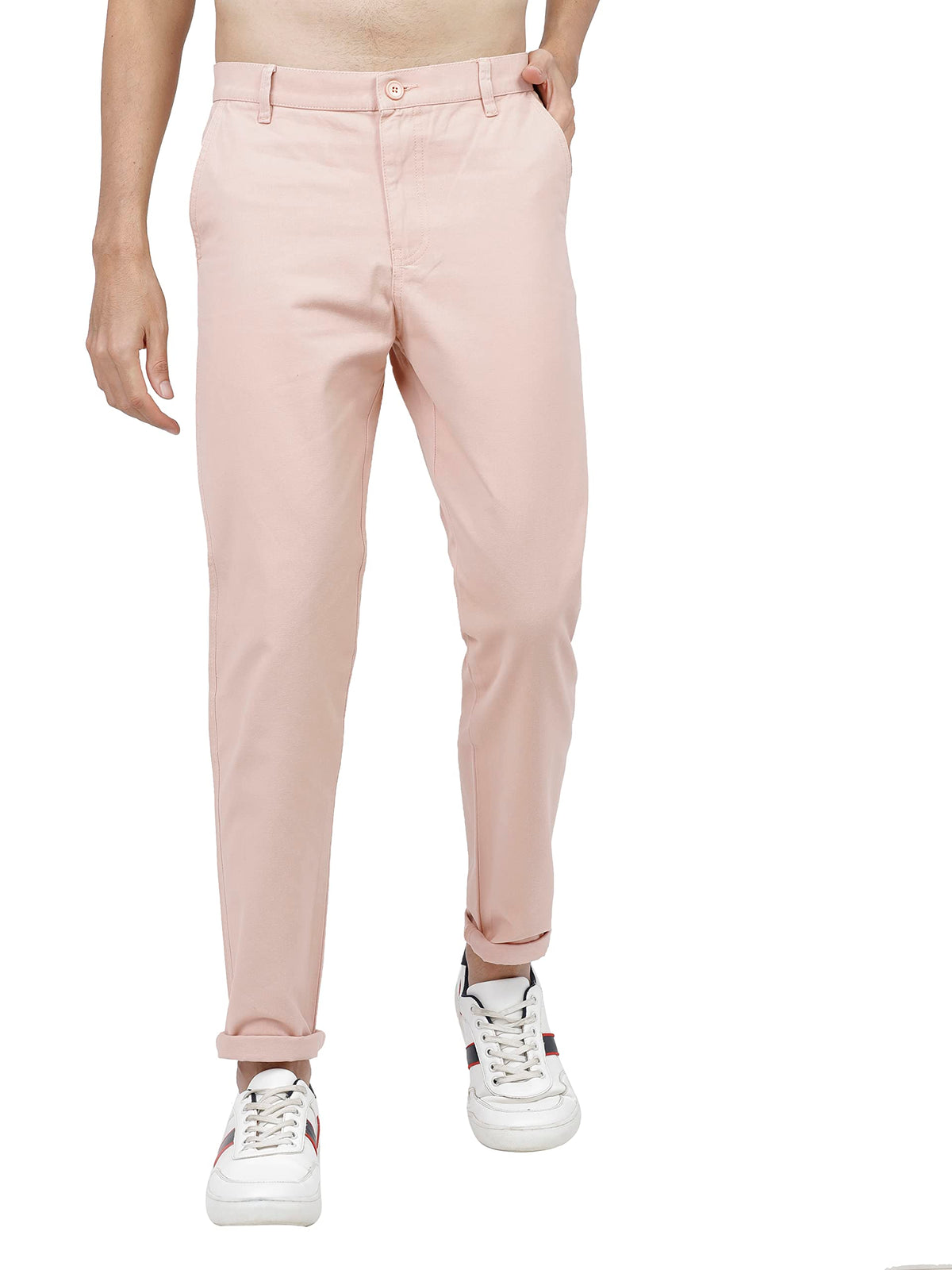 Ketch MenS Mid Rise Slim Casual Pants (Khtr000015_Pale Blush, Pink, 32