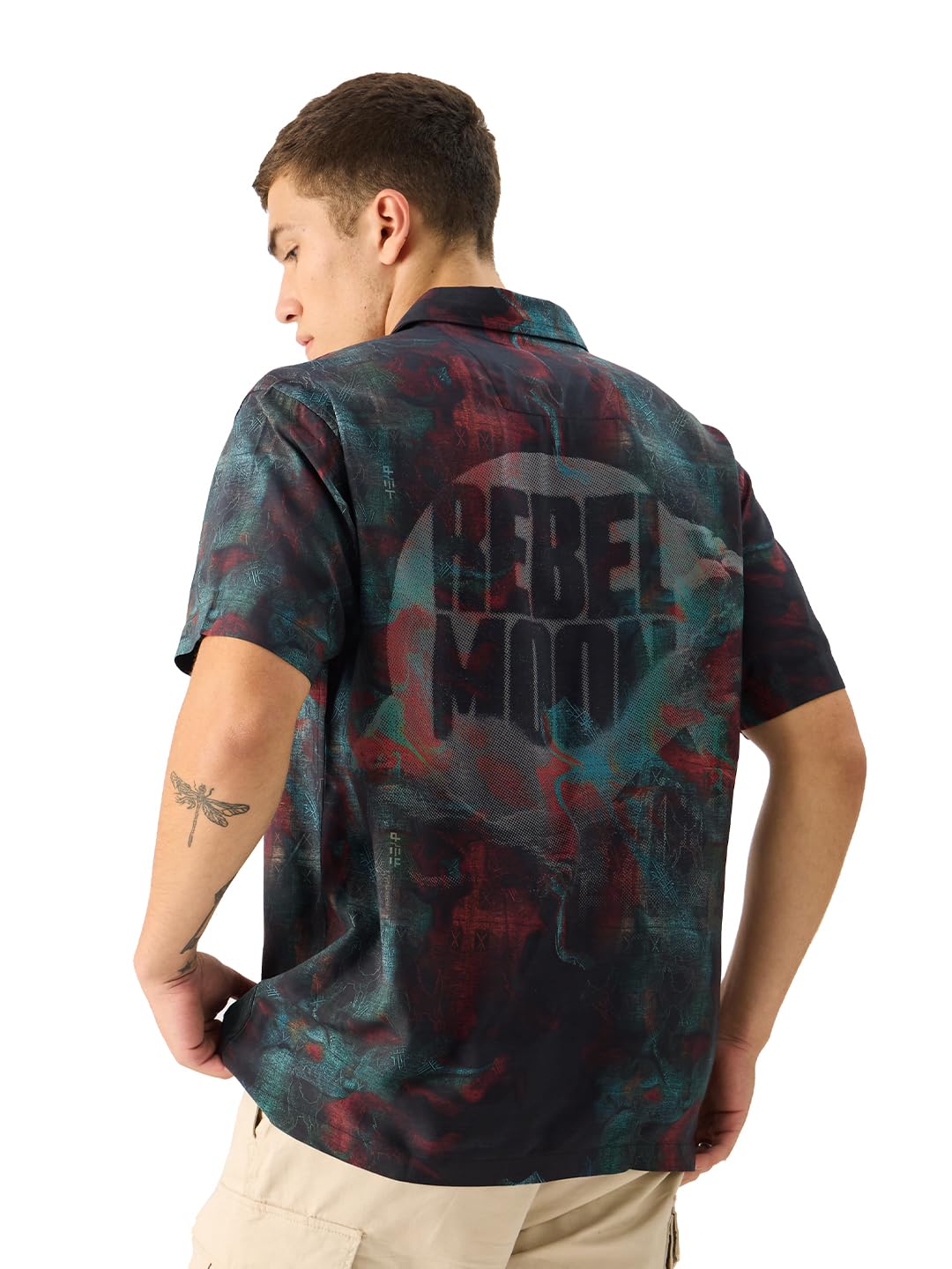 The Souled Store Rebel Moon: Kora Men and Boys Short Sleeve Collared Neck Button Down Regular Fit Rayon Summer Shirts Multicolou
