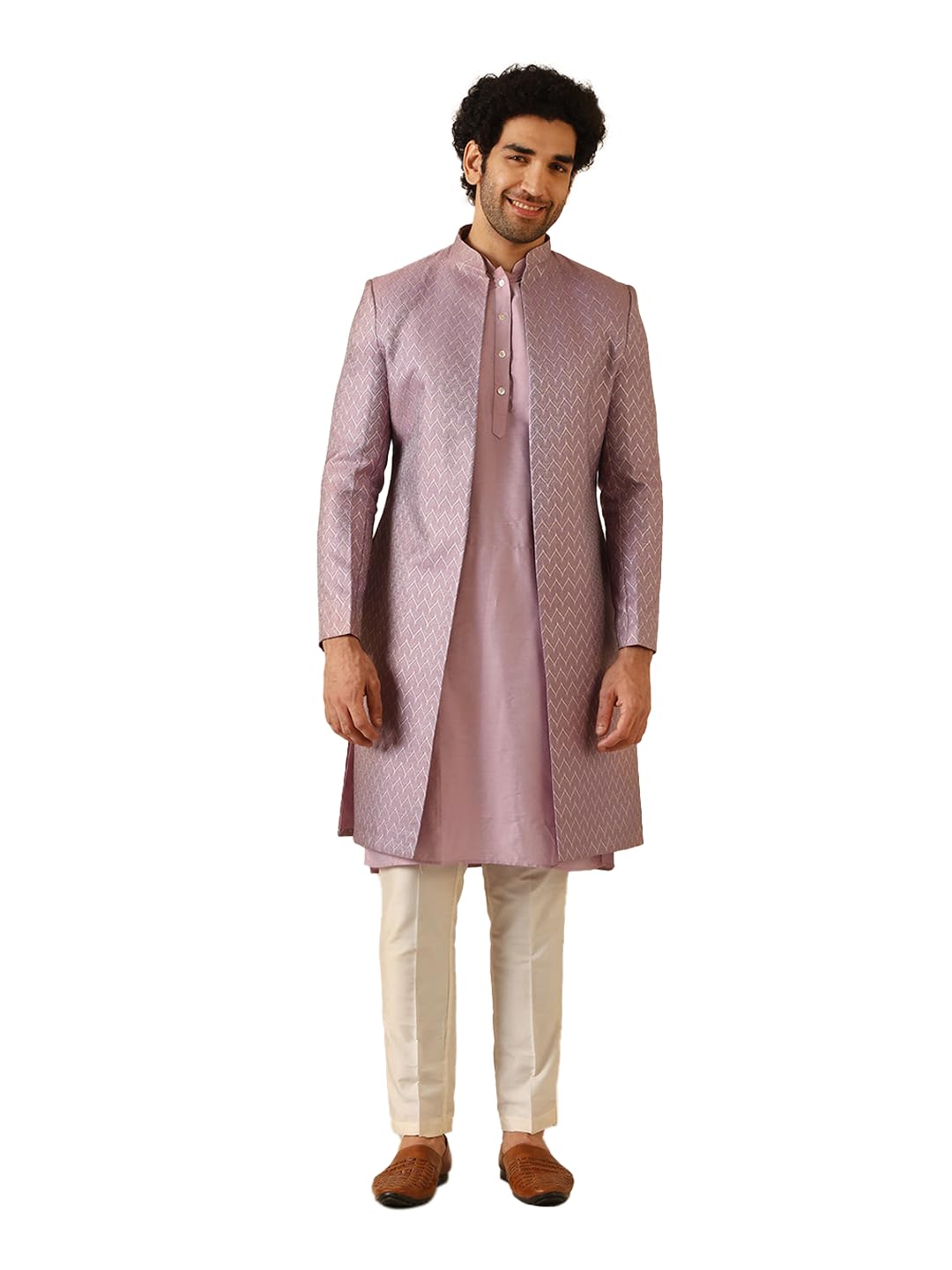 Kisah Sherwani Set For Men Silk Blend Jacquard Textured Indo Western Sherwani With Kurta And Trouser | Designer Ethnic Outfit F