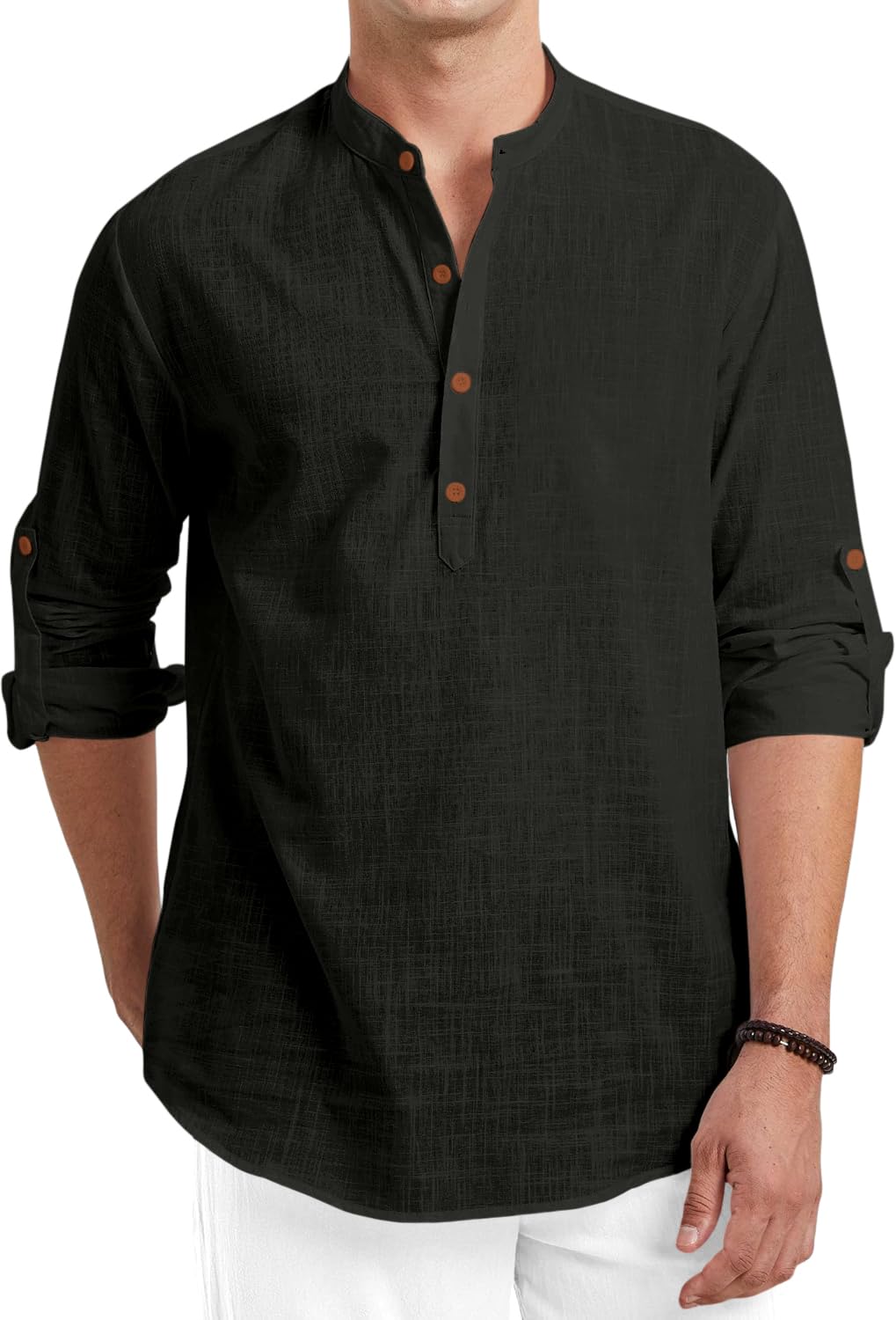 Royalscout Men Cotton Blend Full Sleeve Short Kurta Black