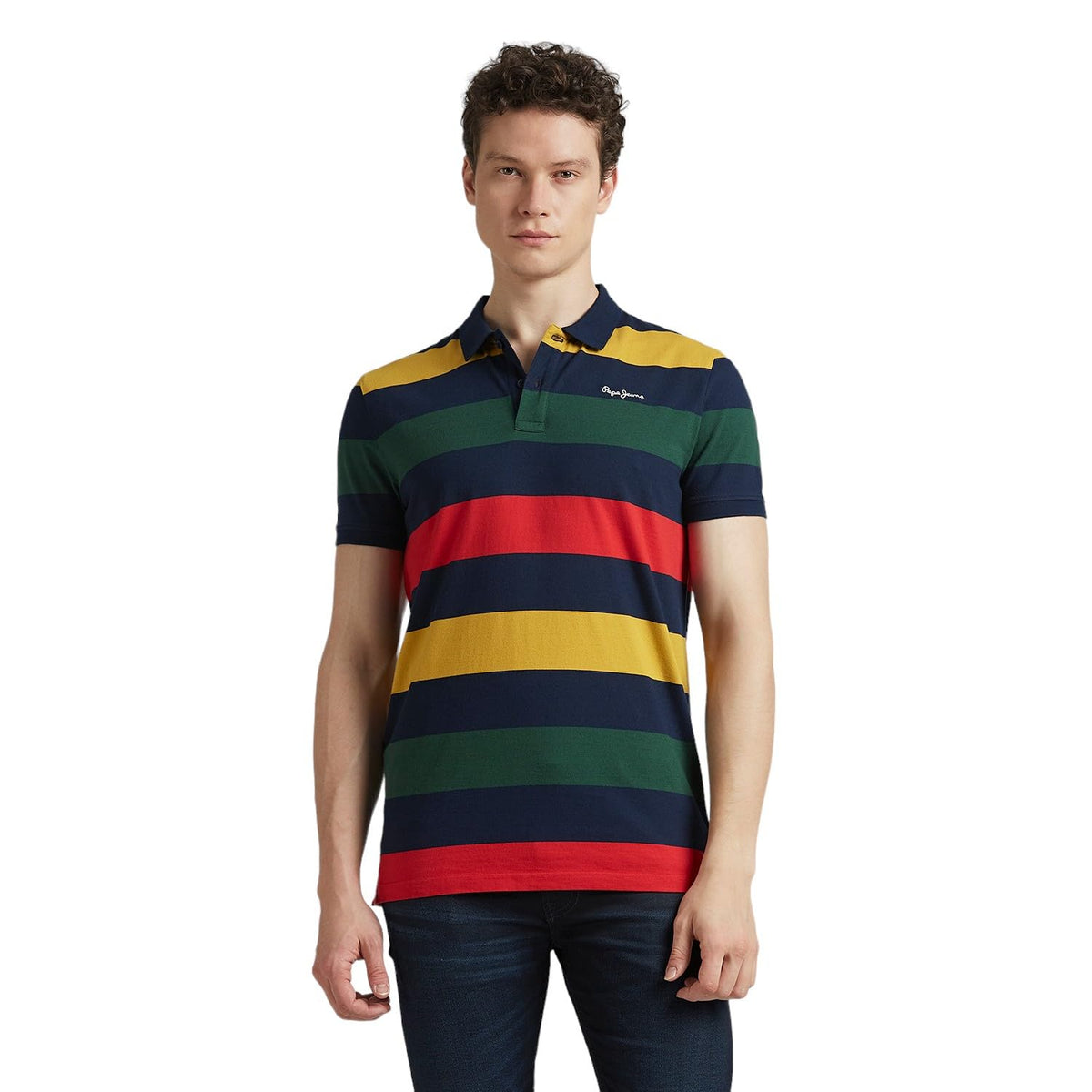 Pepe Jeans Navy Stripes Short Sleeved Polo
