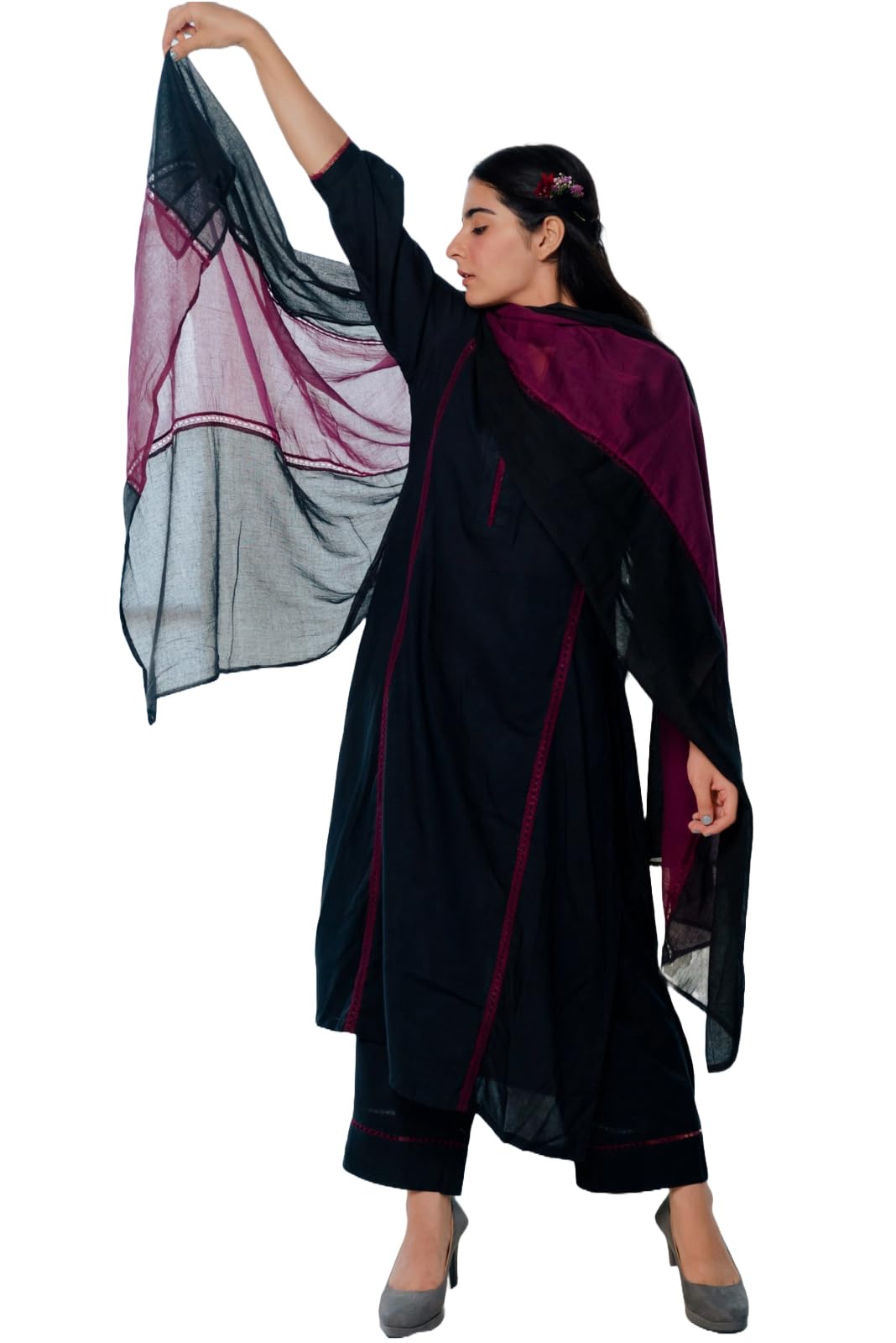 ANNI DESIGNER Womens Rayon Viscose A-line Solid Kurta with Pant & Dupatta