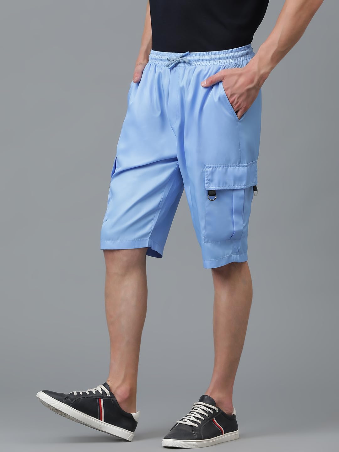Kotty MenS Cargo Shorts With Multiple Pockets Ideal For Hiking & Adventure(Blue,L)
