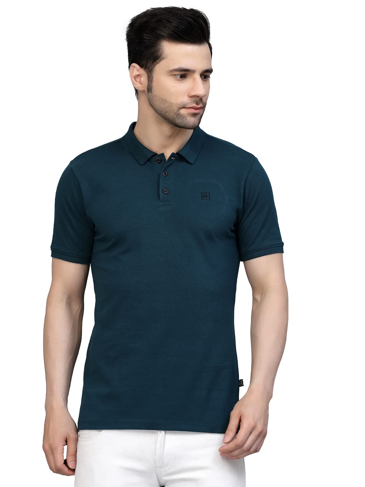 Rigo Half Sleeve Polo Neck T-Shirt for Men | Regular Fit, Solid Casual T-Shirts | Collar T-Shirts for Men Teal