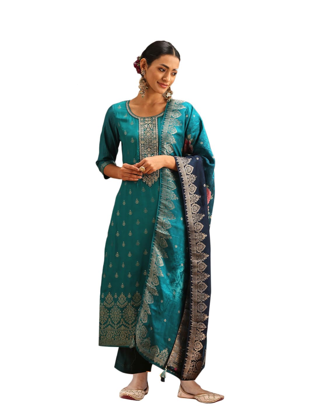 Libas Womens Silk Kurta Sets (38037O_Green