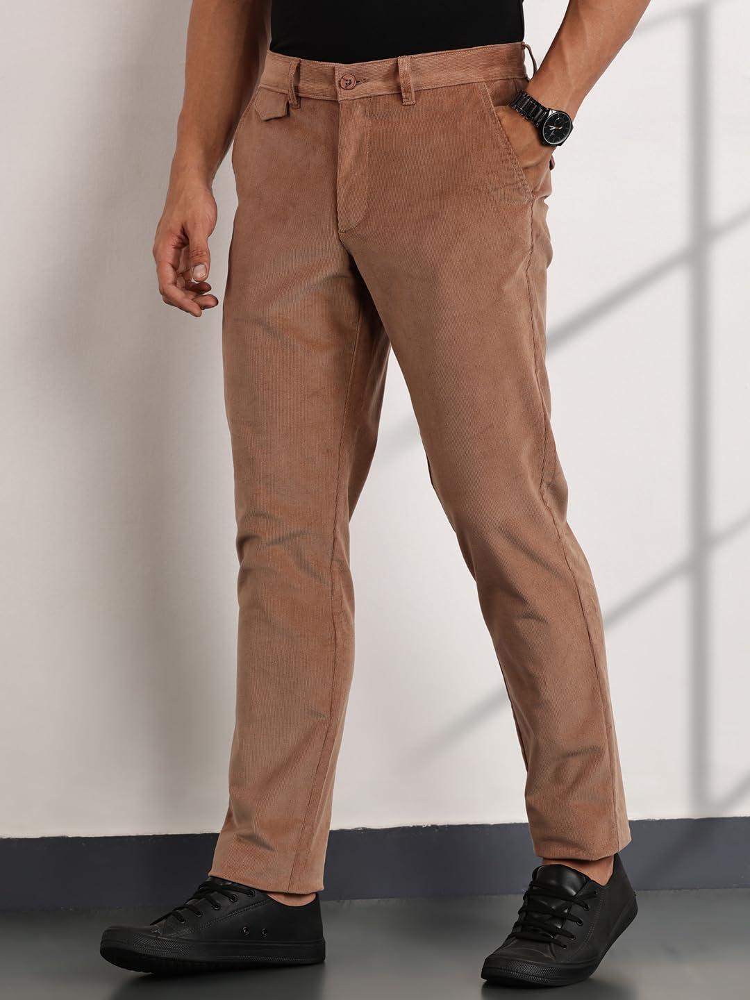 Thomas Scott Mens | Solid | Light Weight | Breathable Fabric | 4 Pocket | Mid Rise | Slim Fit | Cotton Blend | Button Waist | C