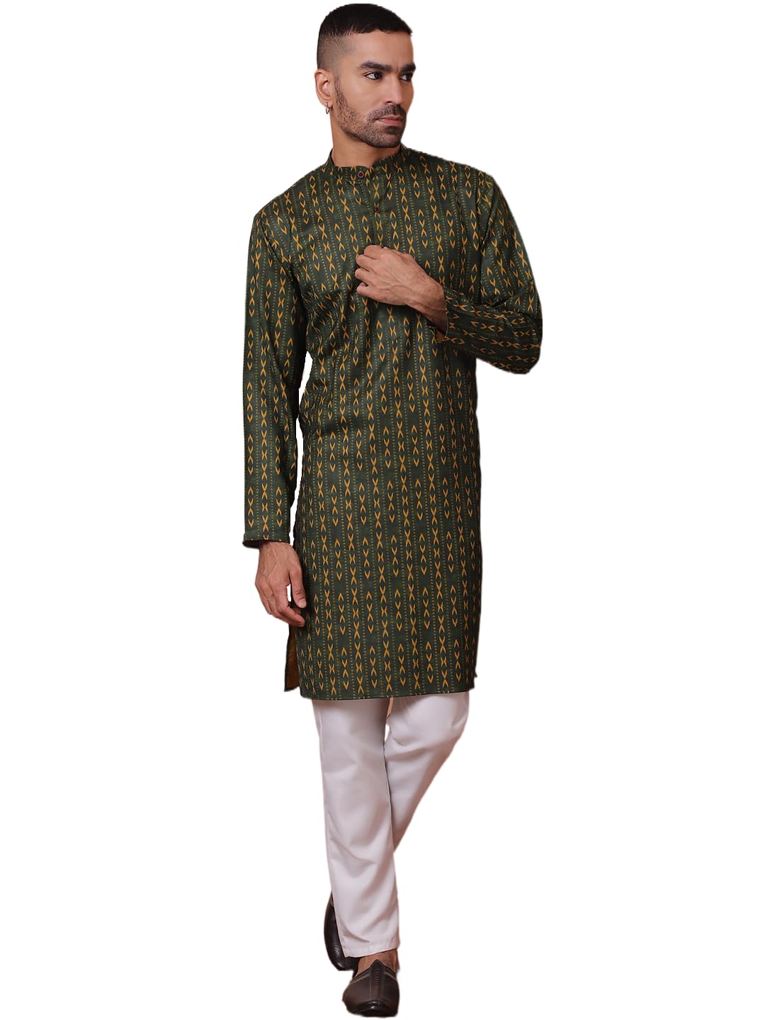 Jompers Mens Printed Cotton Kurta Pyjama Set