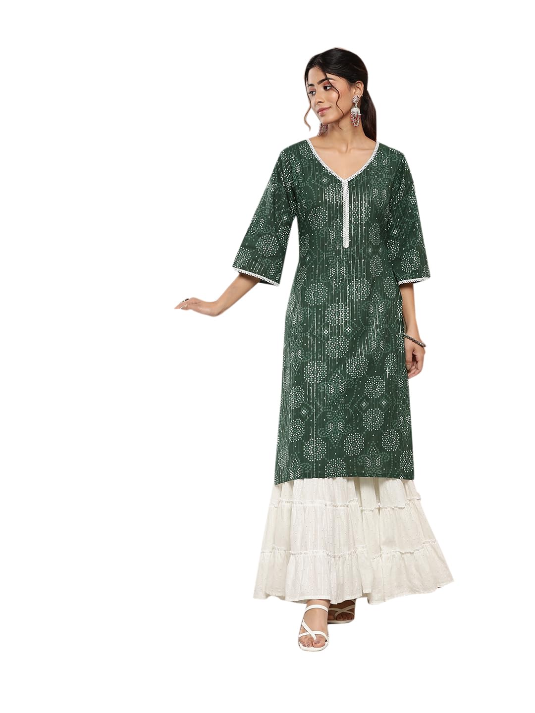 Libas WomenS Cotton Printed Straight Kurta (26195_Green
