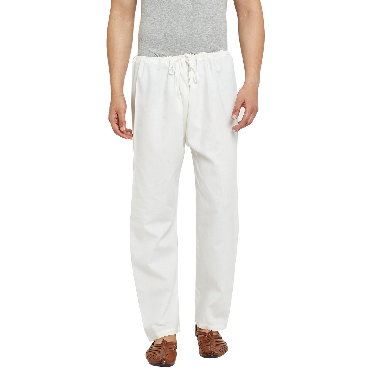 SOJANYA (Since 1958, Men's Off-White Pure Cotton Aligarhi Pyjama, Size: FreeSize
