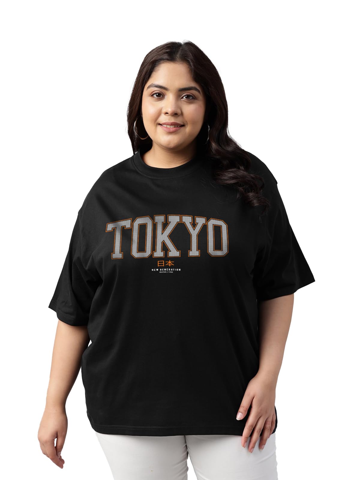 Juneberry 100% Pure Cotton Oversized Fit Latest & Trendy All Over Prints Half Sleeve Plus Size T-Shirt For Women & Girls (Ps_Jbt