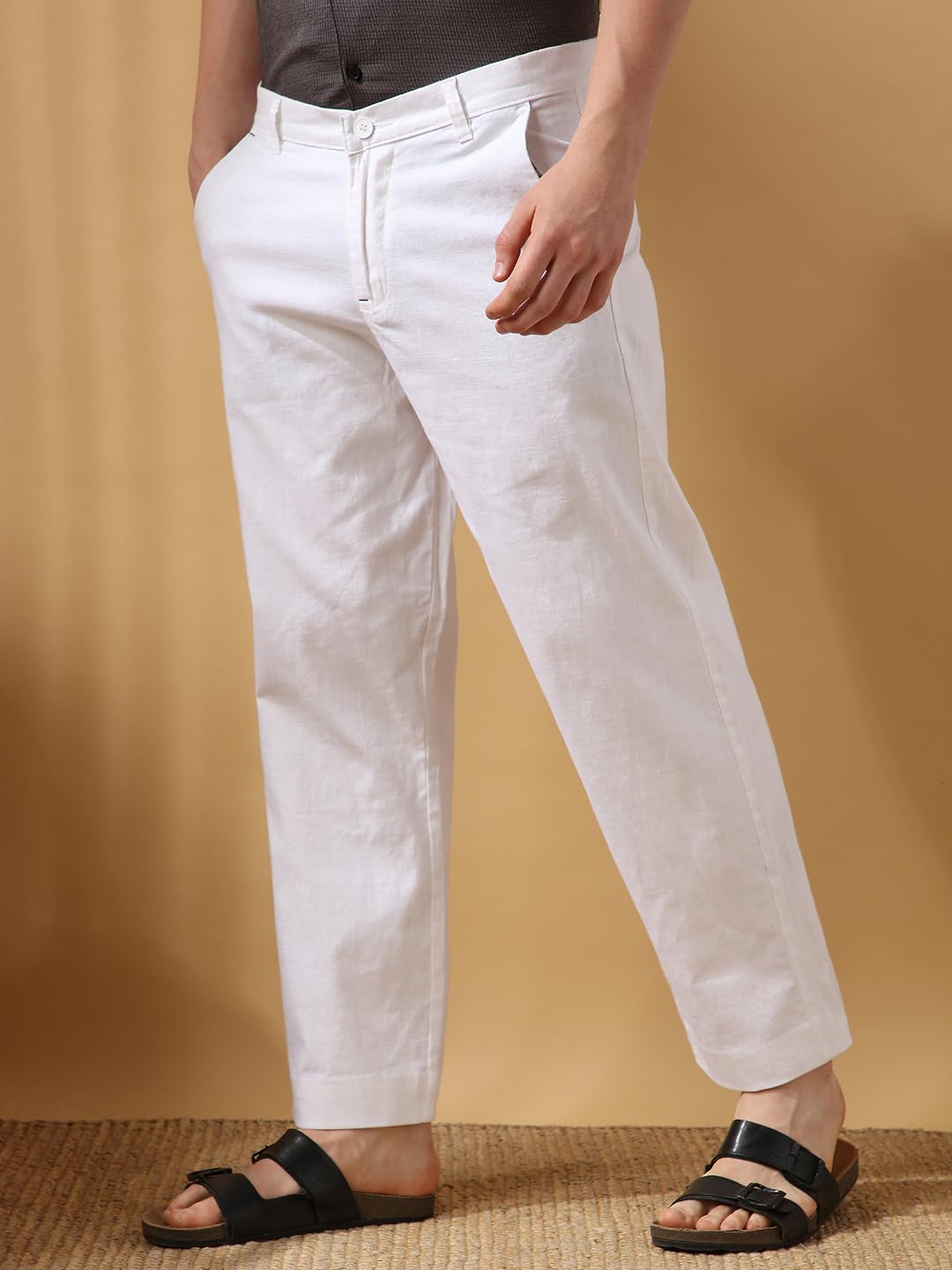 Dennis Lingo Men White Solid Relaxed fit Trousers