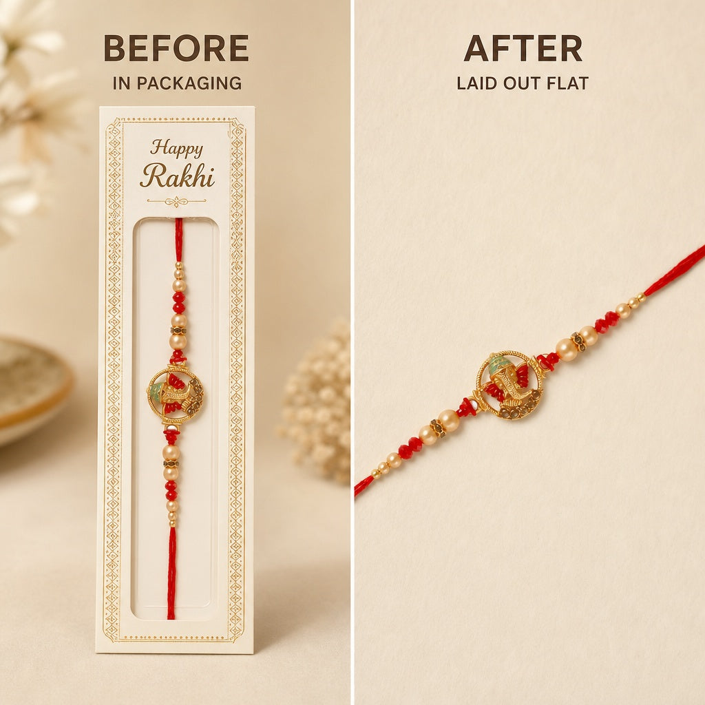 Premium Designer Ganesha, Ganpati Rakhi for Brother – Rakhi Thread, Rakhi Bracelet, Traditional Raksha Bandhan Gift for Bhaiya
