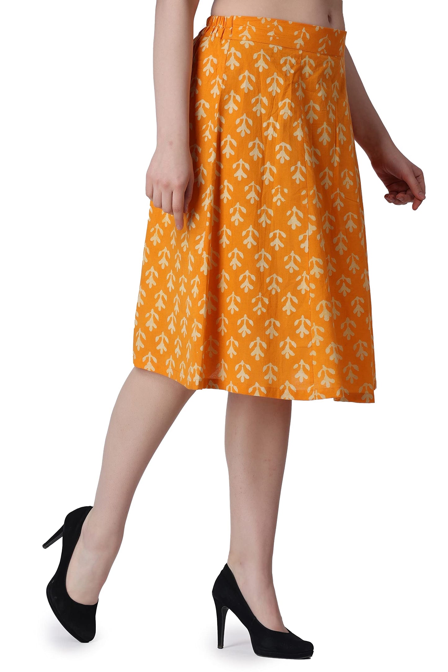 POPWINGS Cotton Fit and Flare Skirt Yellow