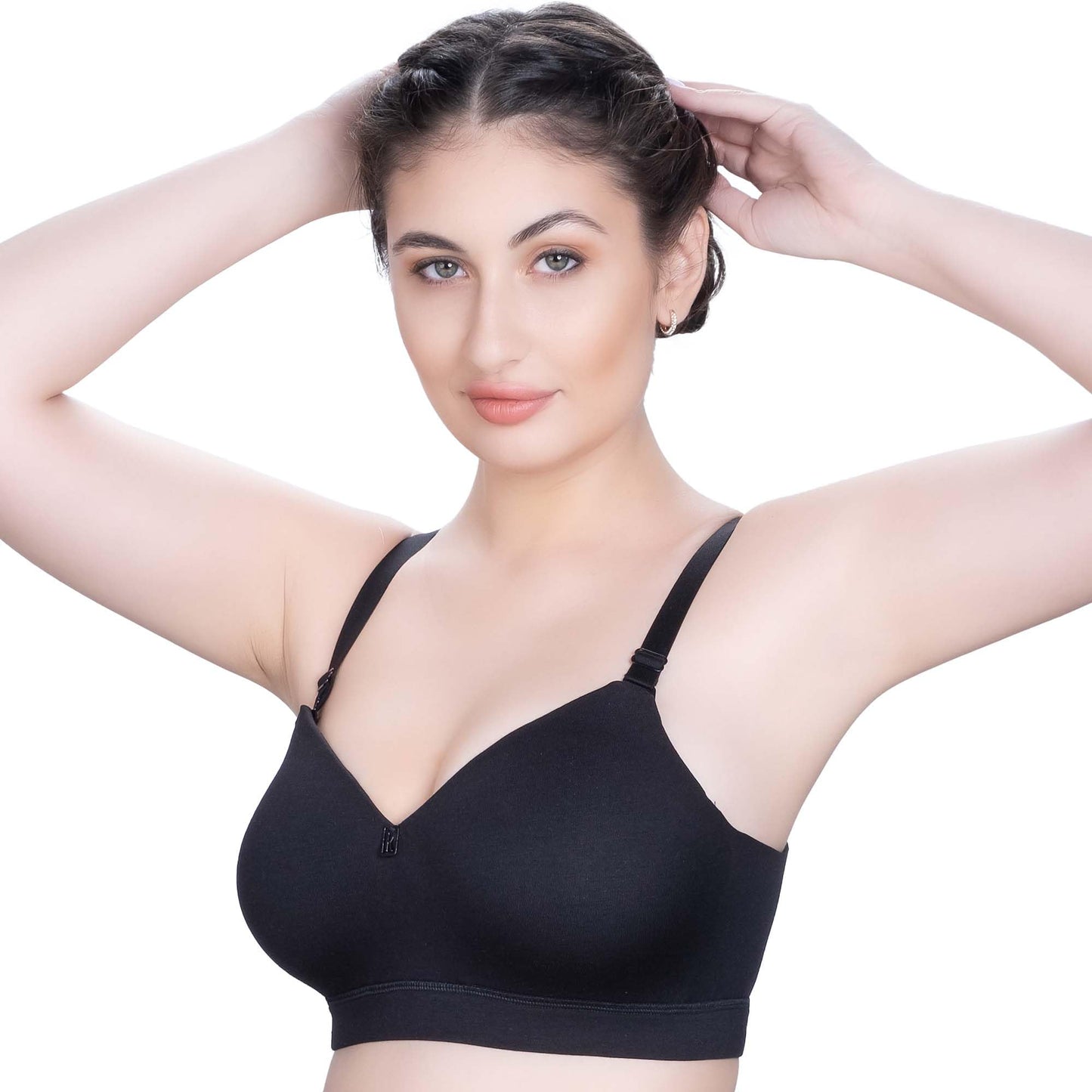 Trylo WomenS Cotton Lightly Padded Wire Free Regular Bra Black