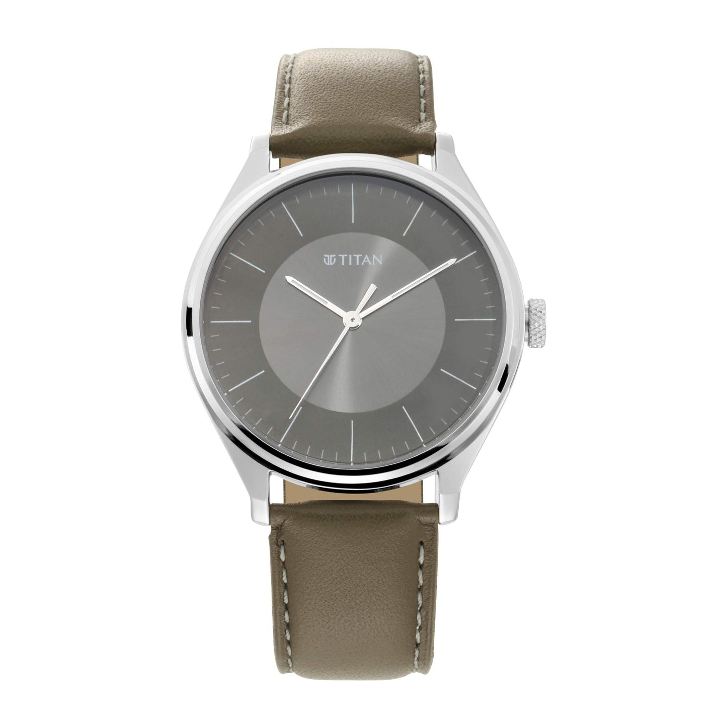 Titan Neo Economy Analog White Dial MenS Watch-Nn1802Sl08/Np1802Sl08 Genuine Leather, Gray Strap