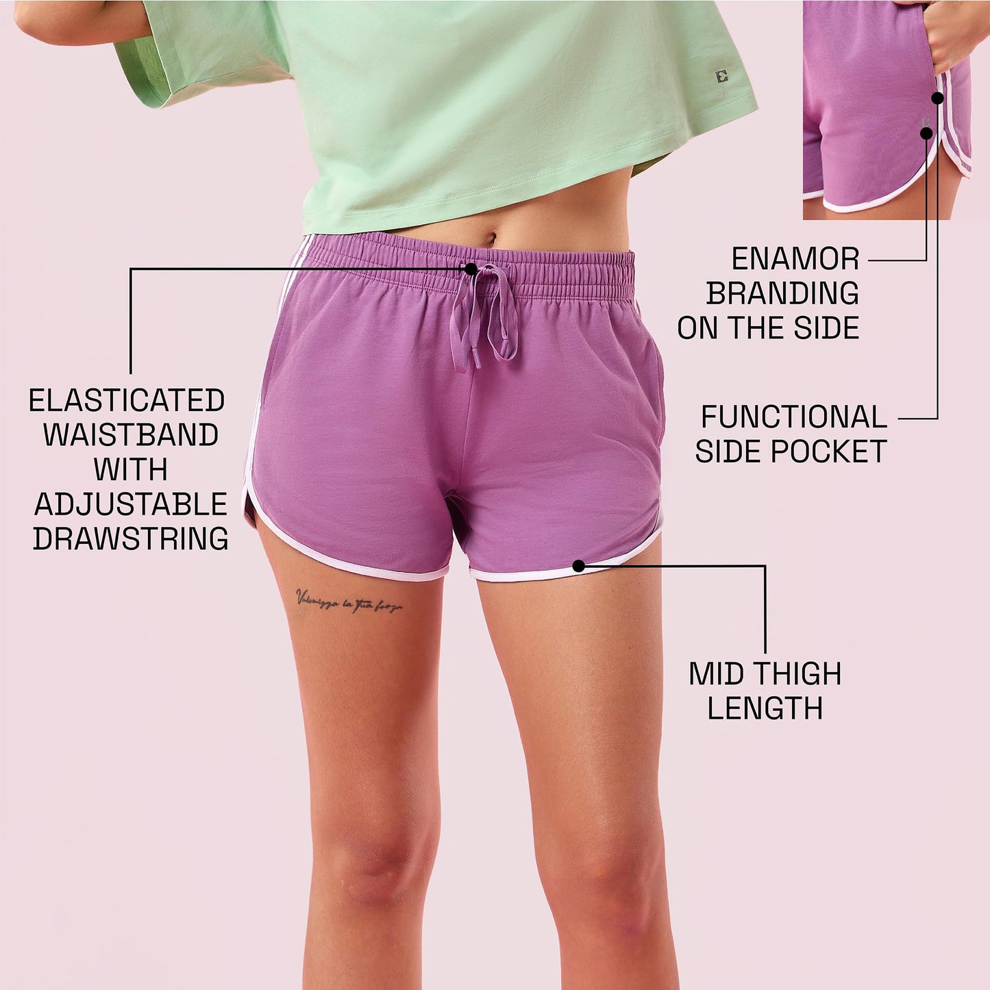 Enamor Womens Boxer Shorts (E702_Chinese Violet