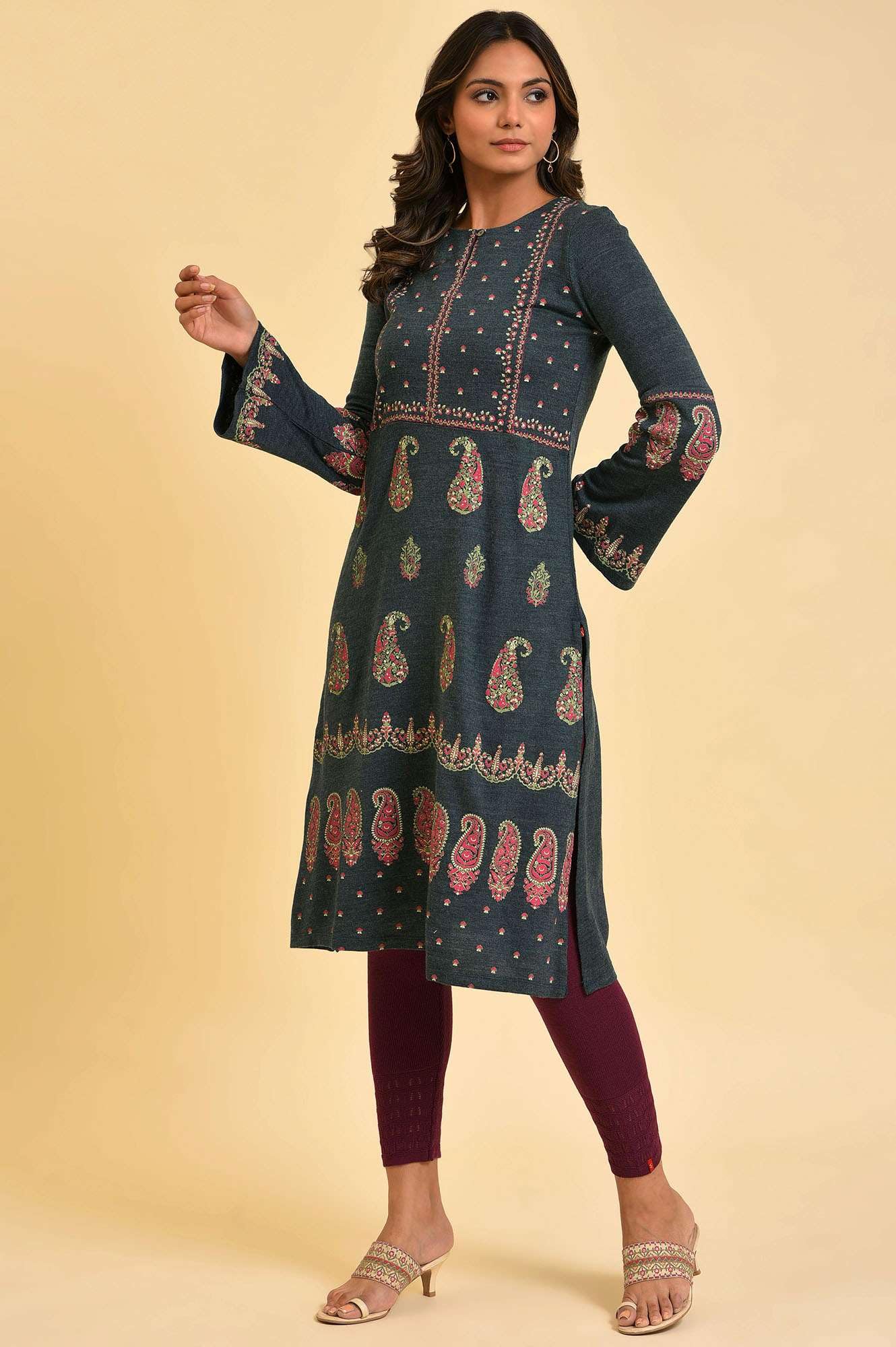 W for Woman Women Acrylic Regular Winter Kurta