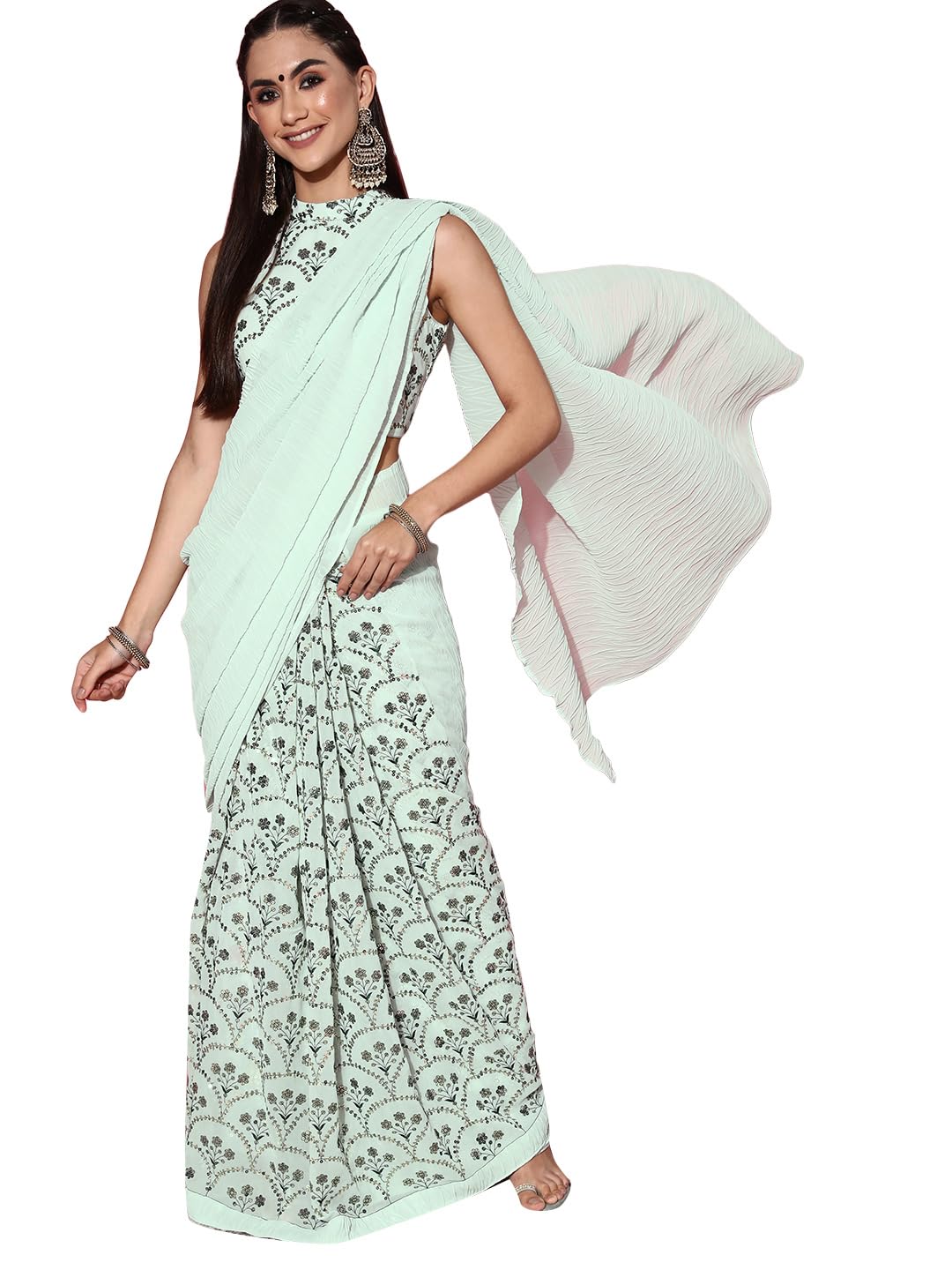 Libas WomenS Georgette Saree (35001_Blue)