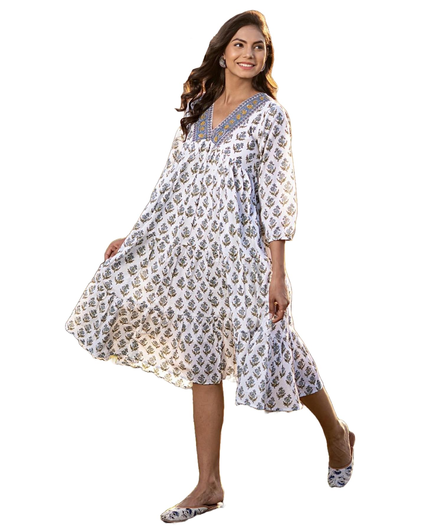 GoSriKi Women Cotton Blend Regular Kurta