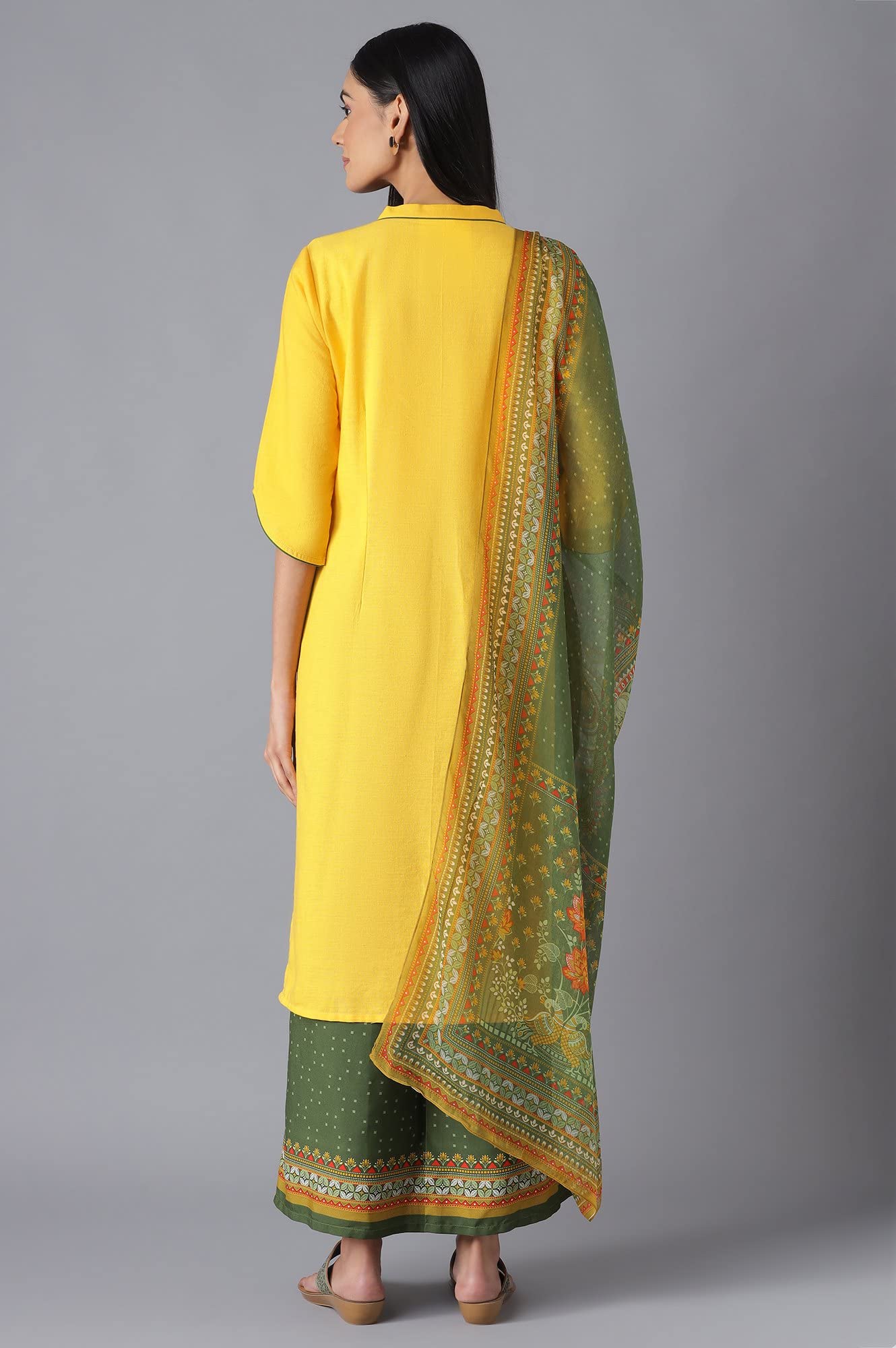 Aurelia Women's Cotton Blend Kurta, Palazzo & Dupatta