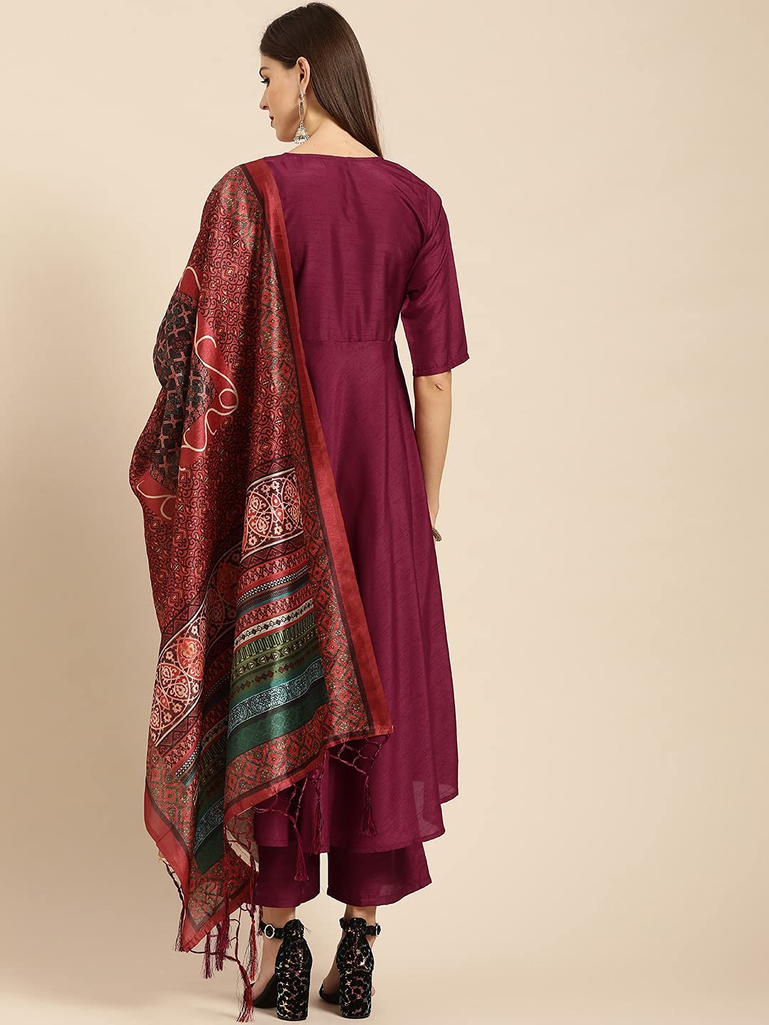 ANNI DESIGNER Women's Cotton Straight?urta with Palazzo (GSHK110)
