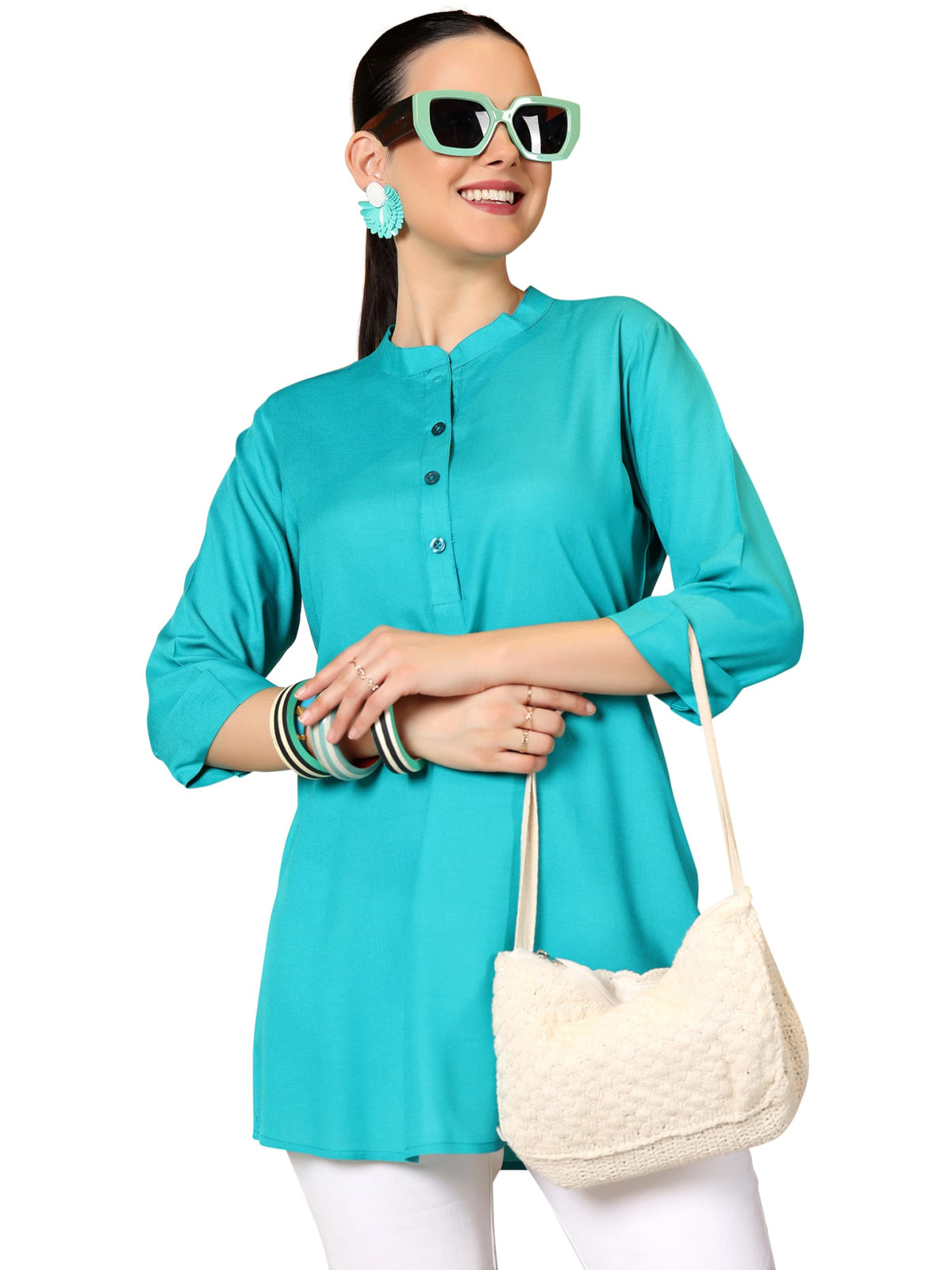 Libas WomenS Straight Tunics (58215_Rama Turquoise Blue