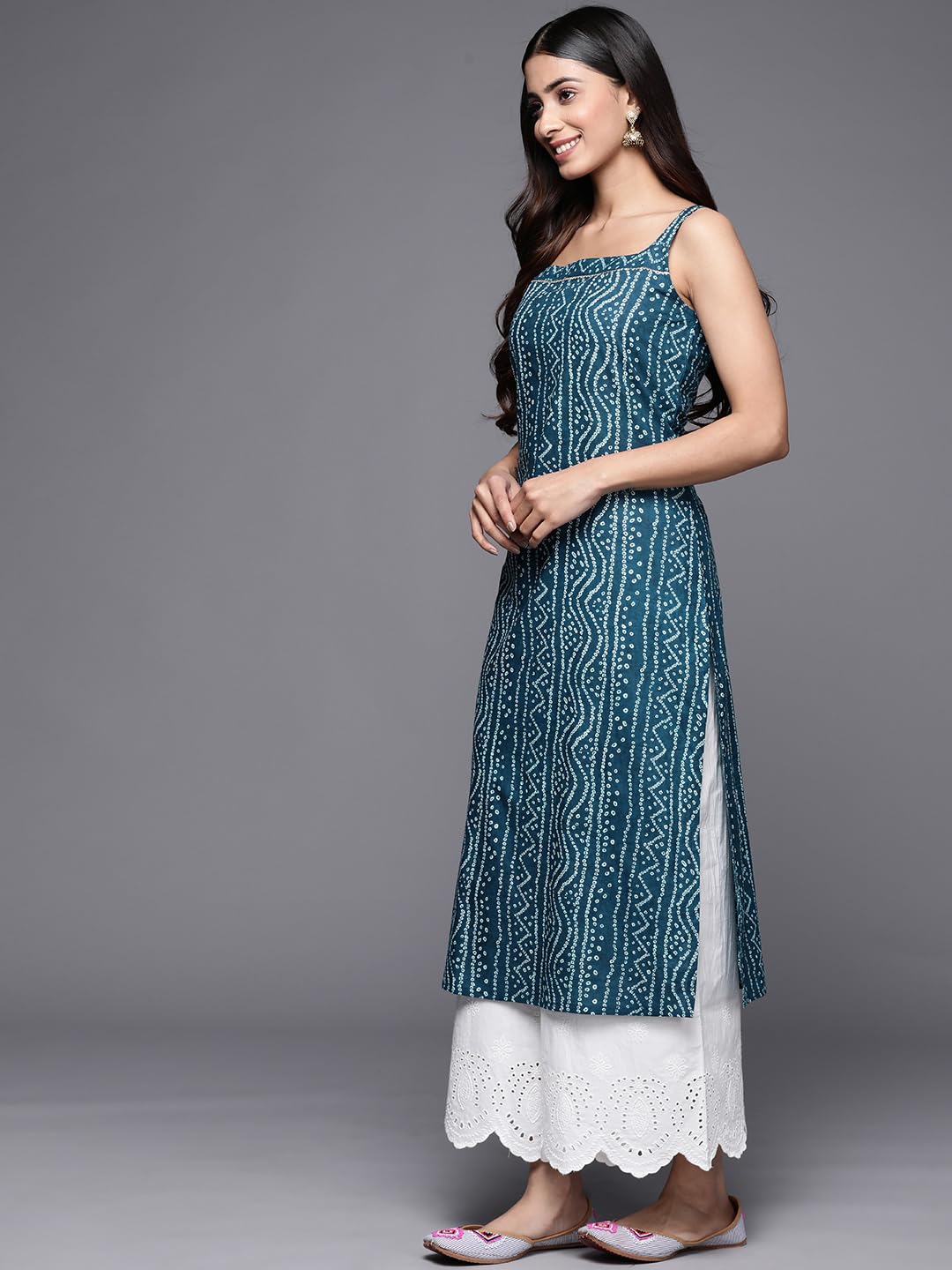 Varanga Women's Cotton Straight Kurta Set (KR_VKUR1039_Teal